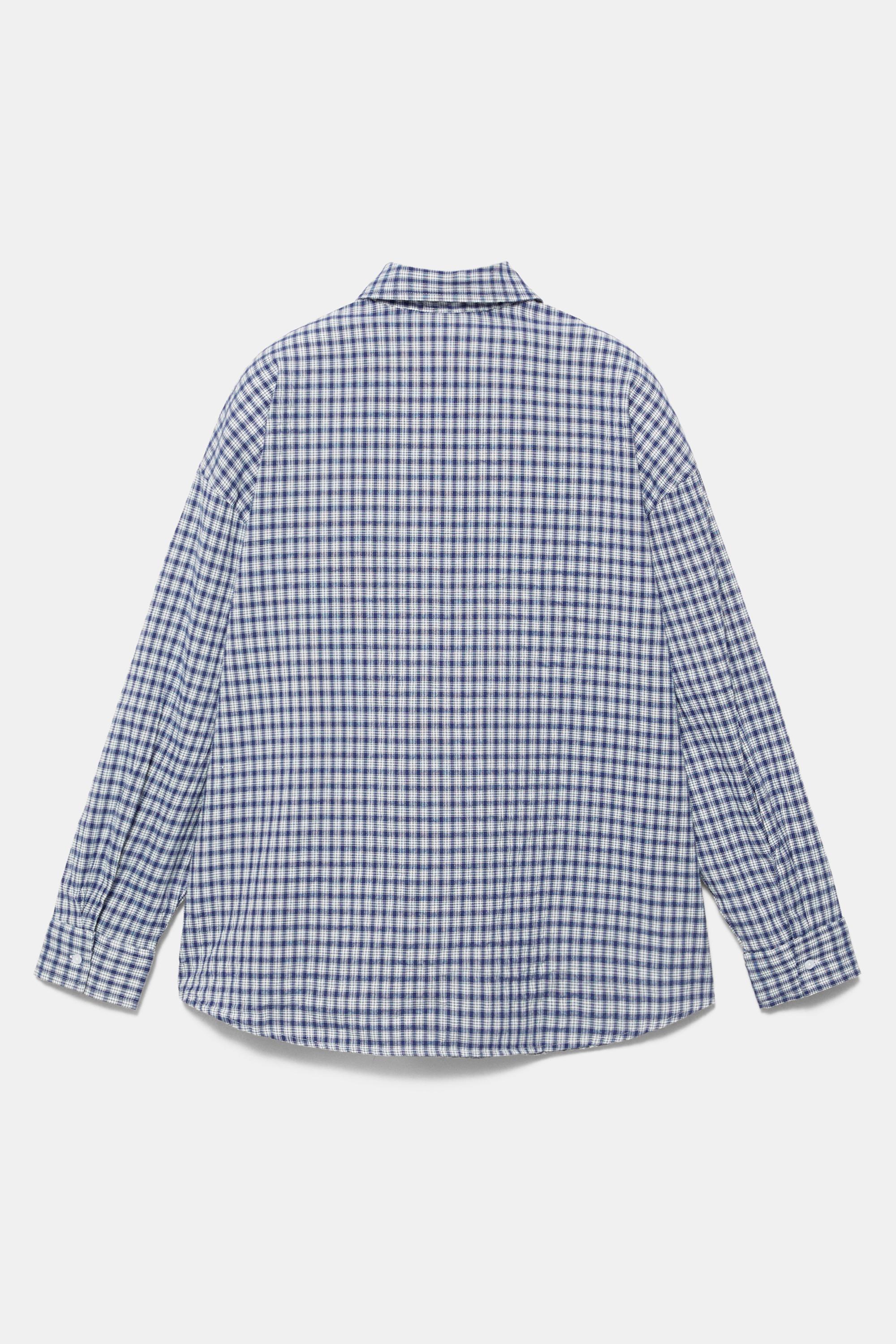 Kareli oversize gömlek - Görsel 4