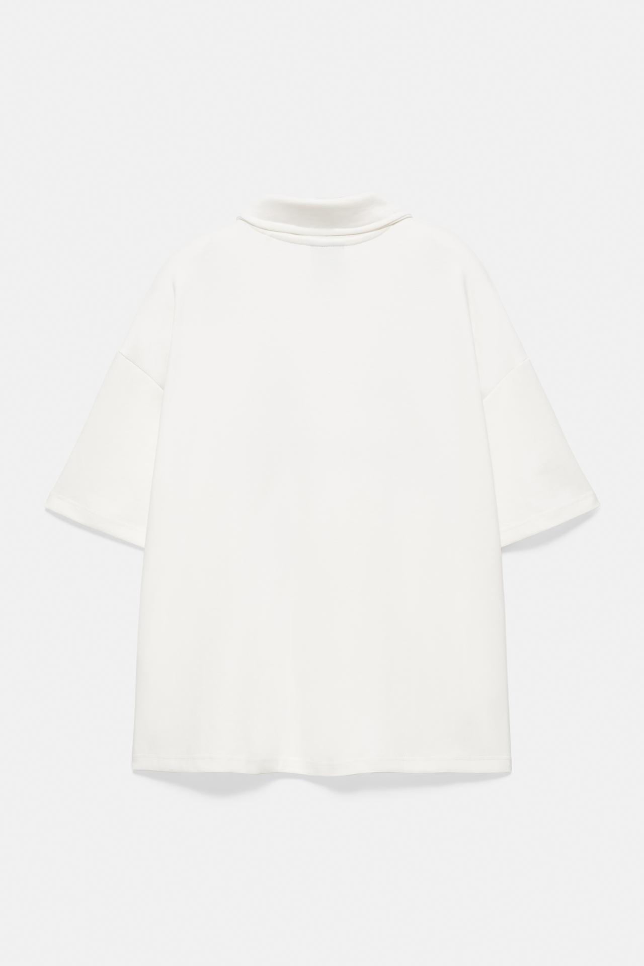 Graphic zip-up interlock polo shirt — Off white