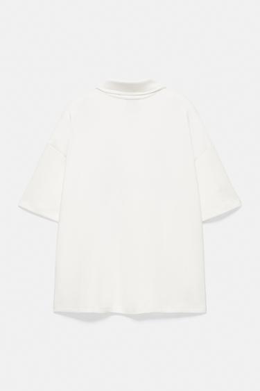 Graphic zip-up interlock polo shirt — Off white 6