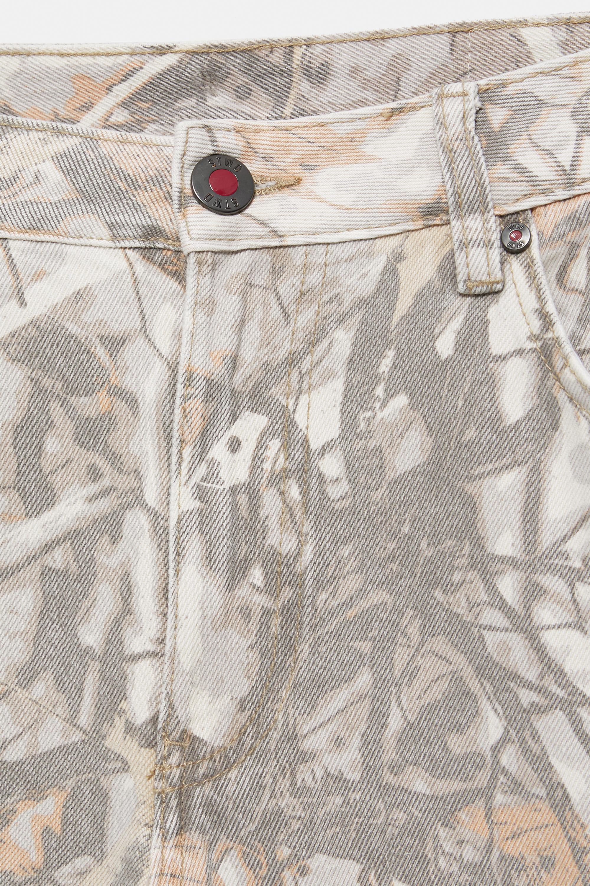 Printed worker trousers — Ecru/Black