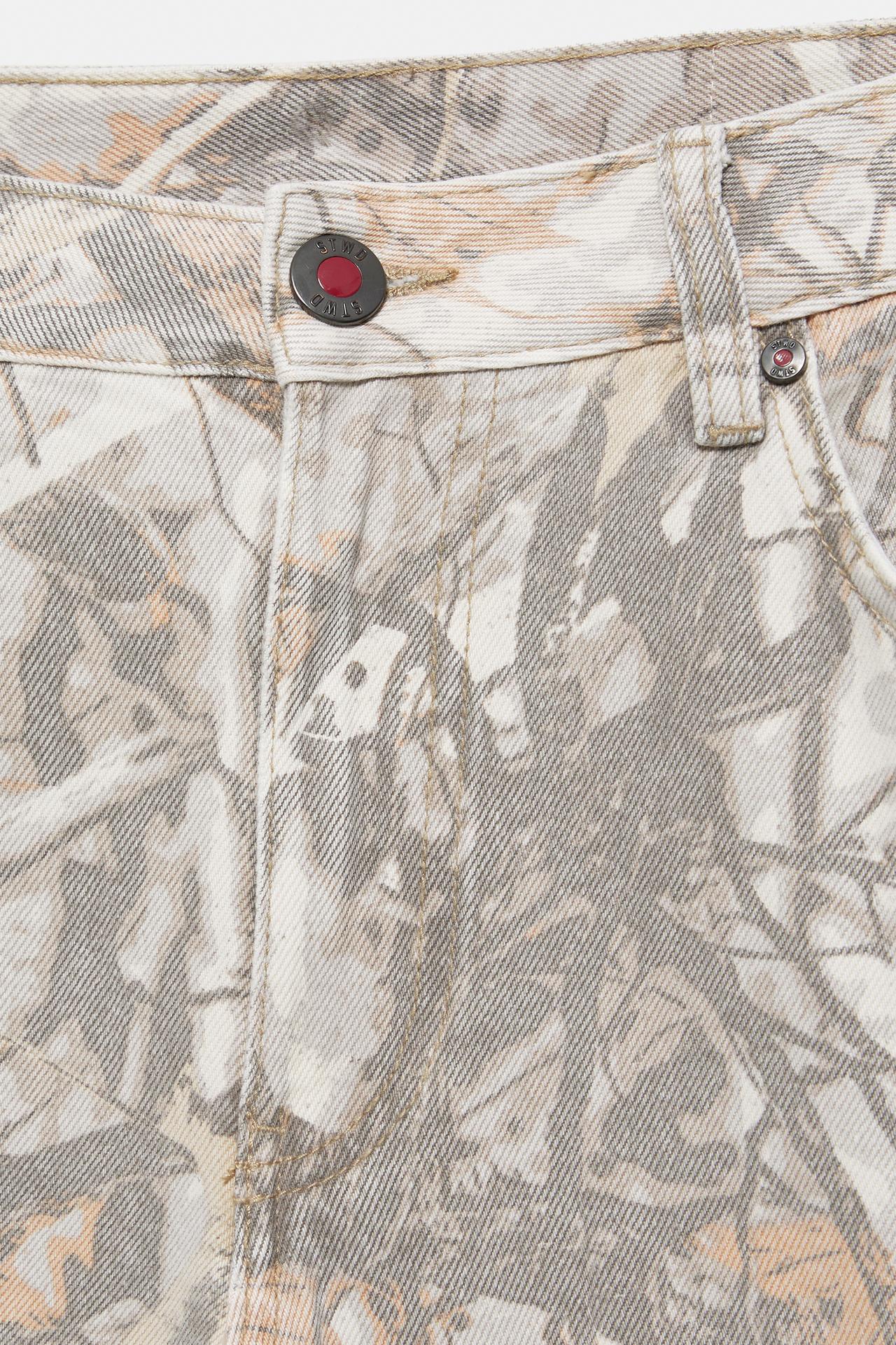 Printed worker trousers — Ecru/Black
