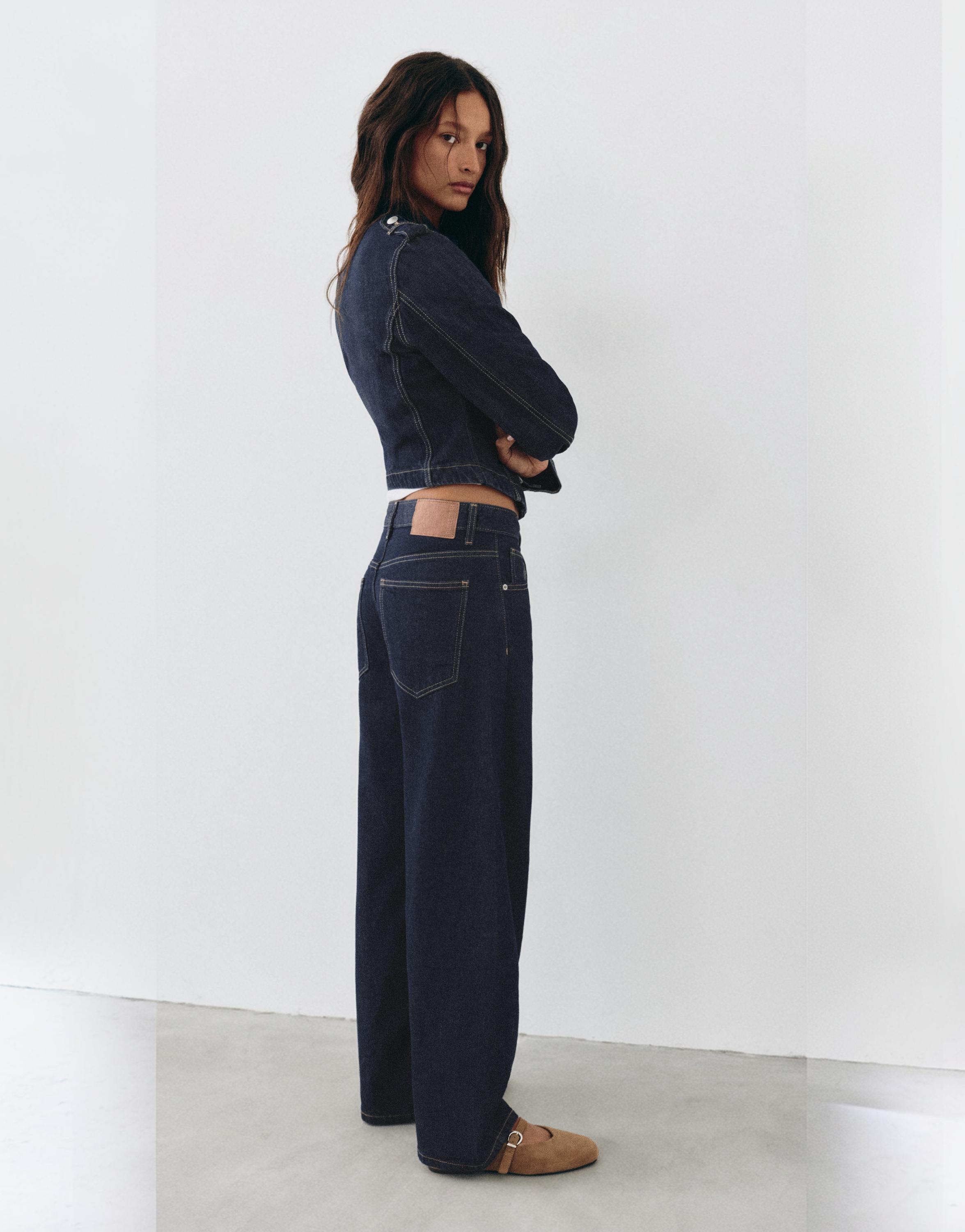 Low-rise barrel jeans — Navy