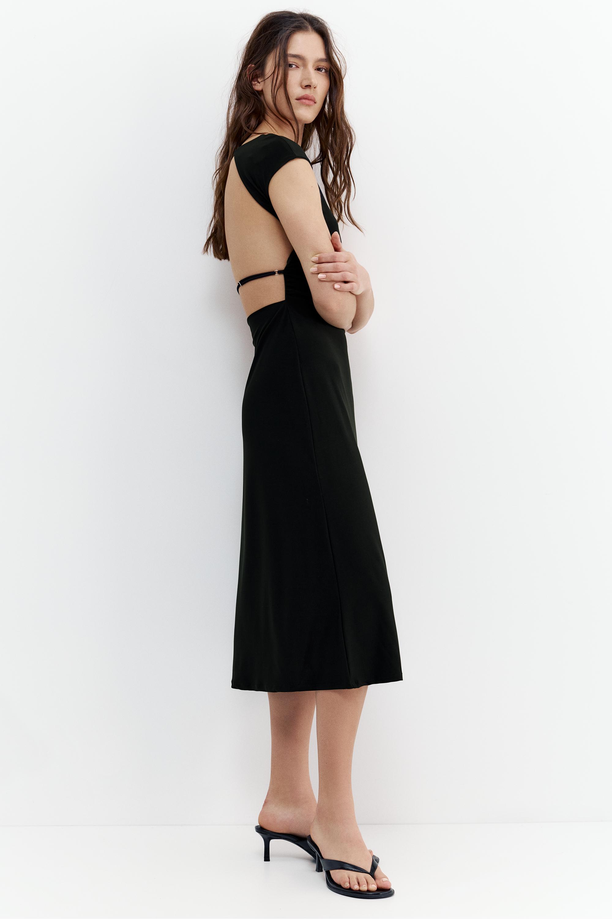 Sırtı açık midi elbise - Görsel 29