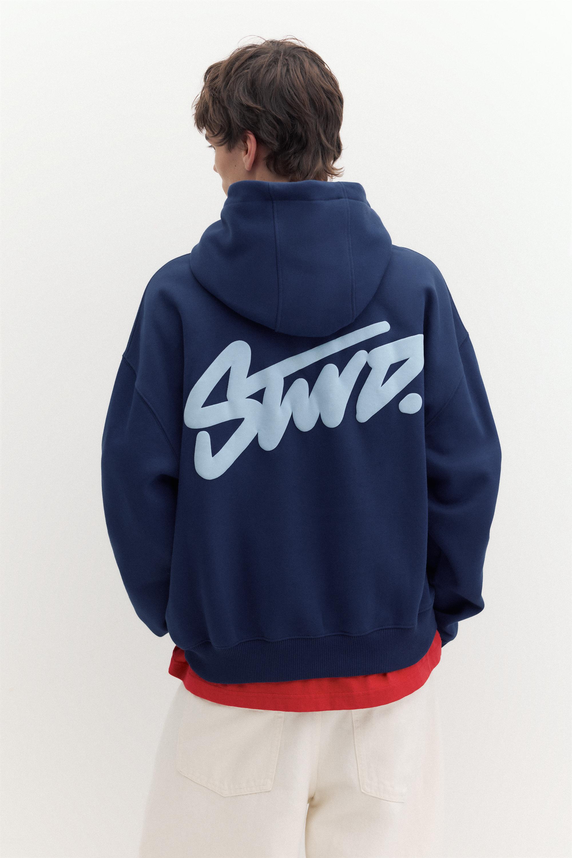 STWD logo boxy hoodie — Navy
