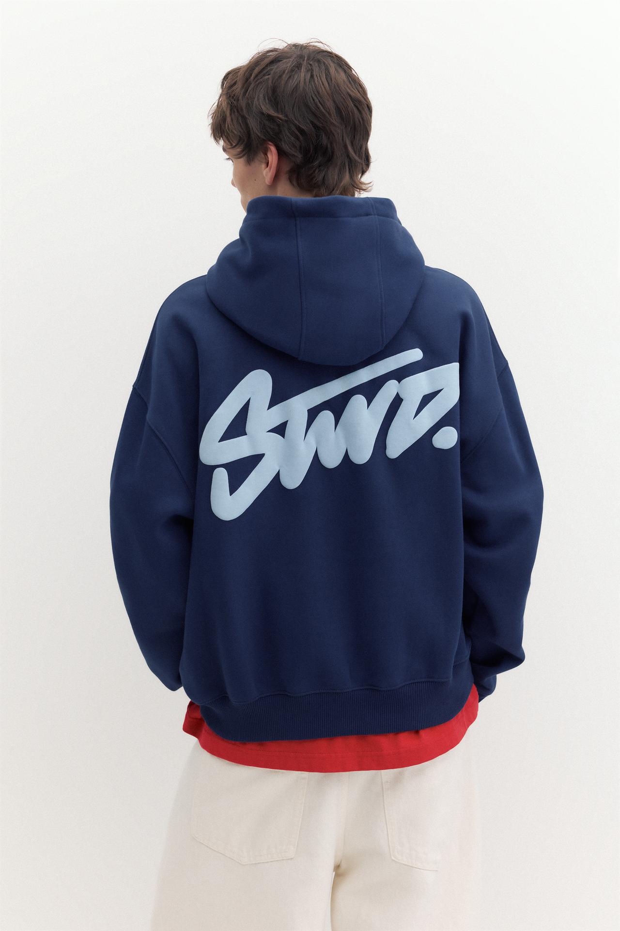 STWD logo boxy hoodie — Navy