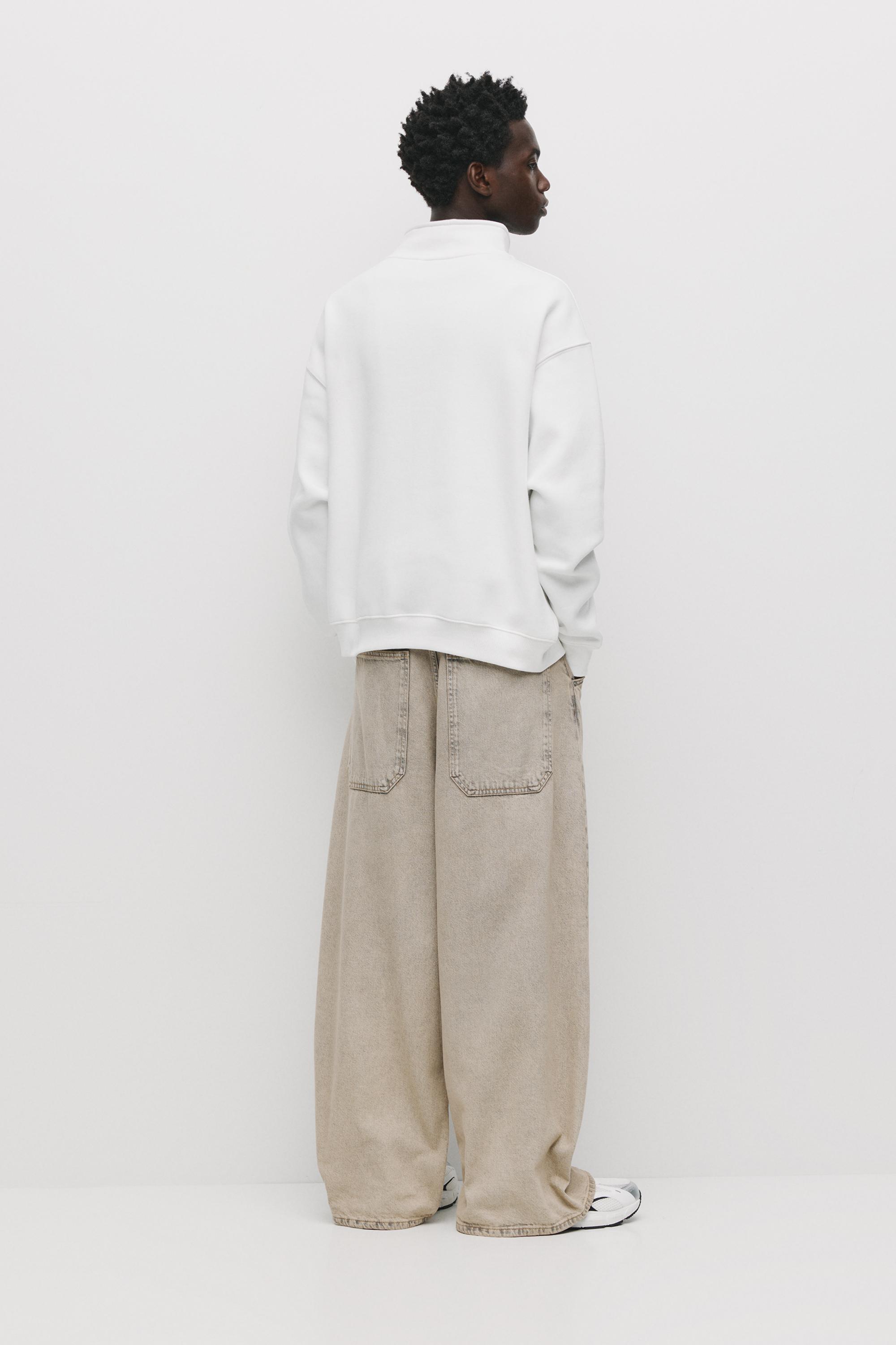 Basic quarter-zip sweatshirt — Off white