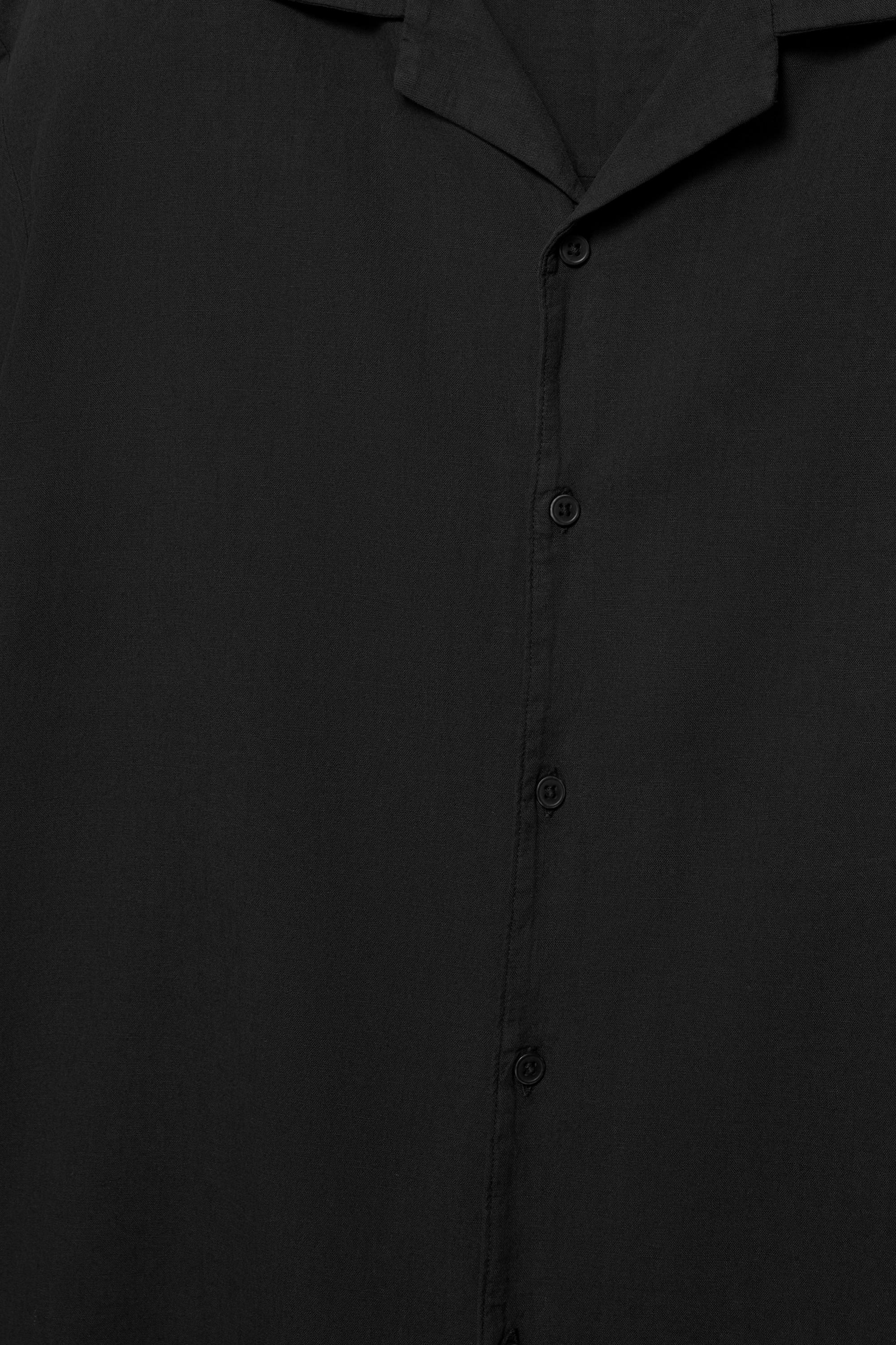 Short sleeve linen blend shirt — Black