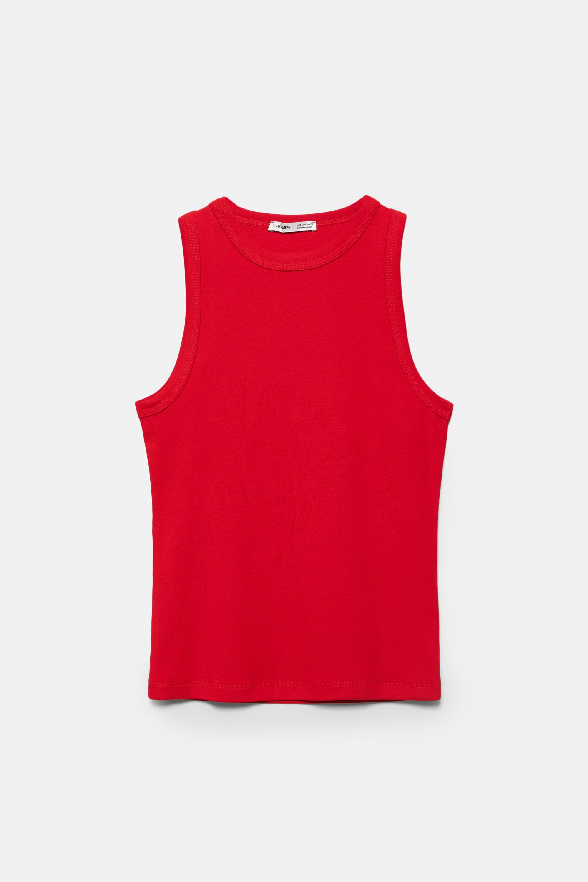 Round neck tank top — Red