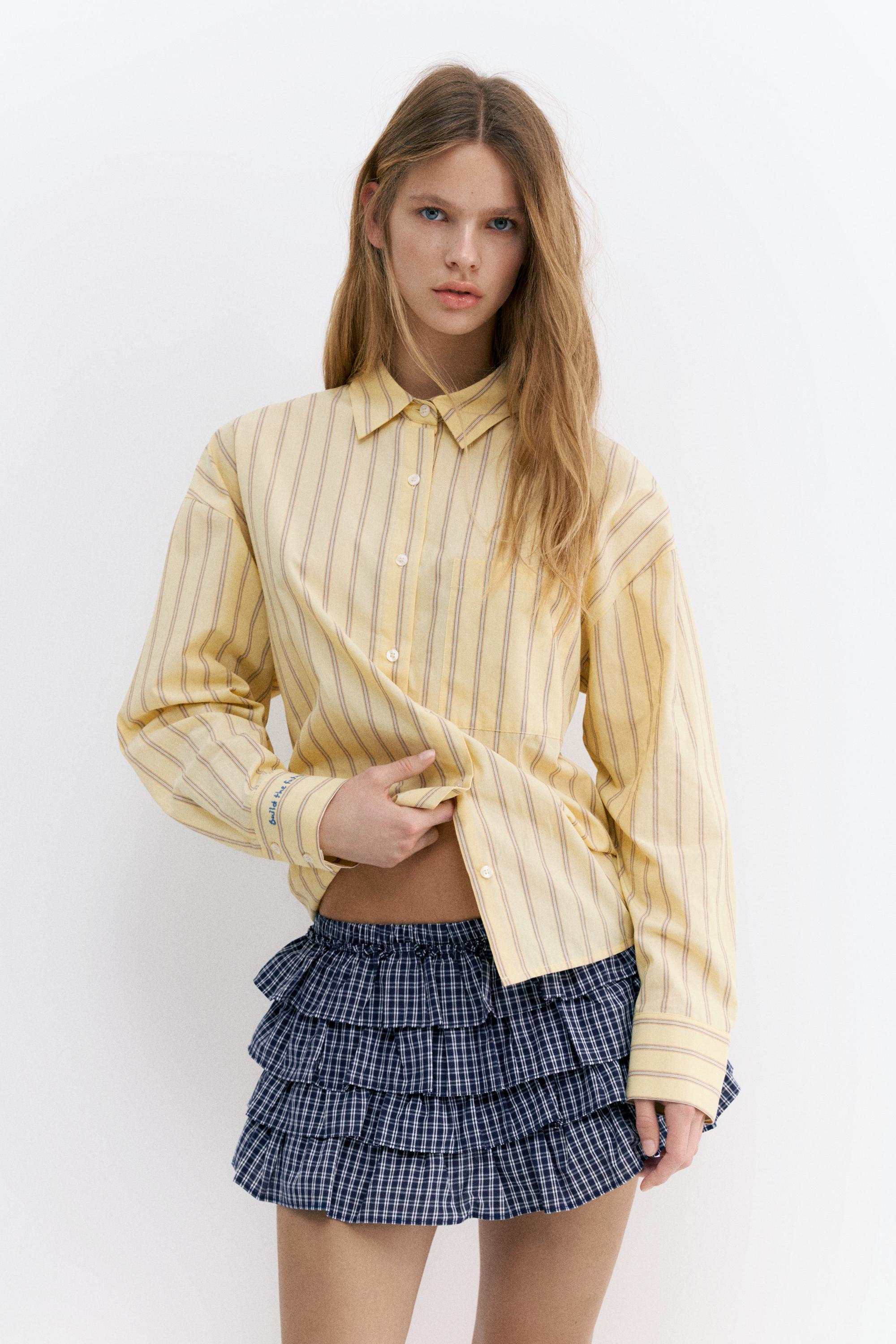 Kareli fırfırlı şort etek - Görsel 14