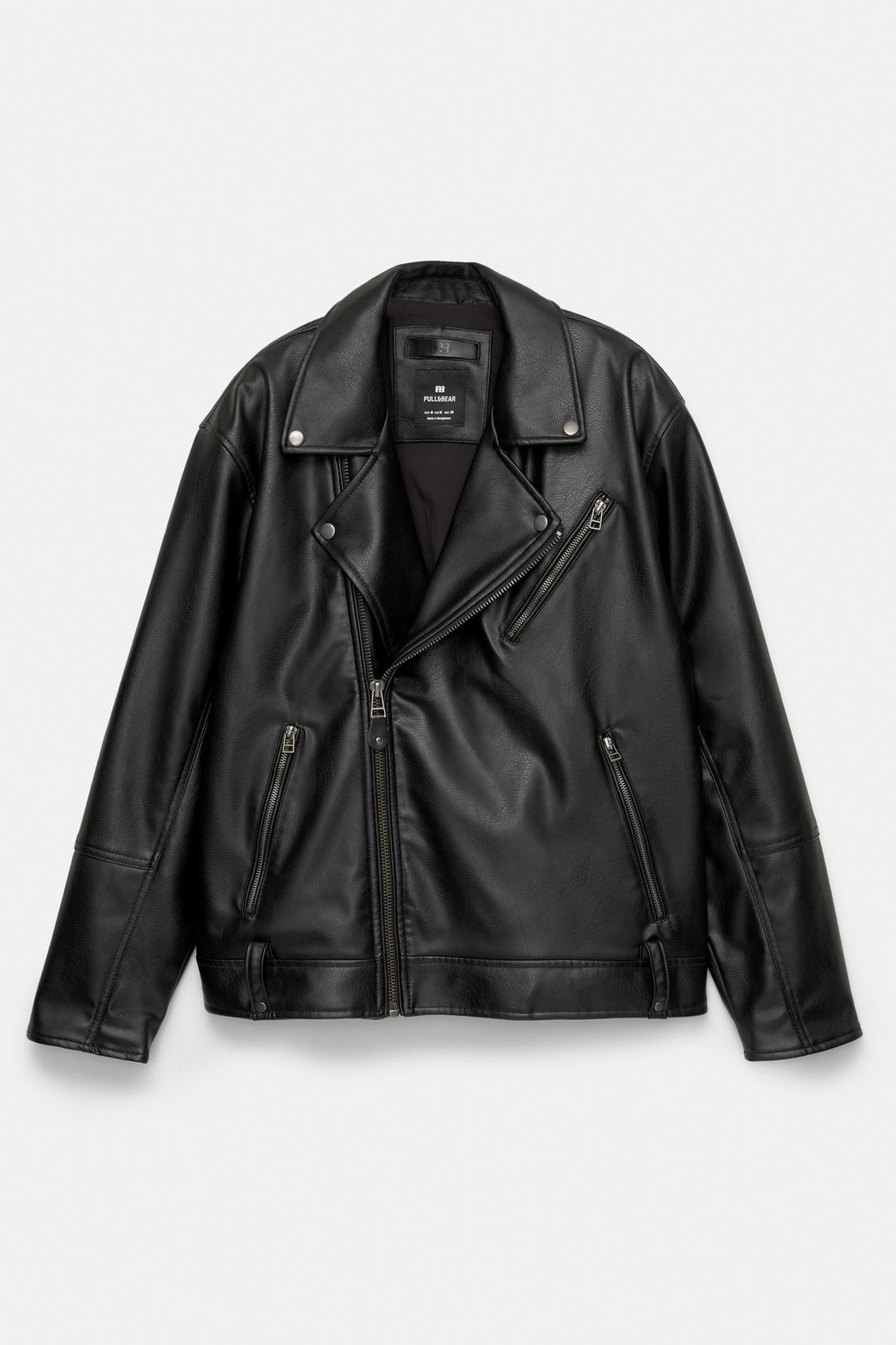 Faux Leather Jacket Pull And Bear Windbreaker Herren Pull&bear