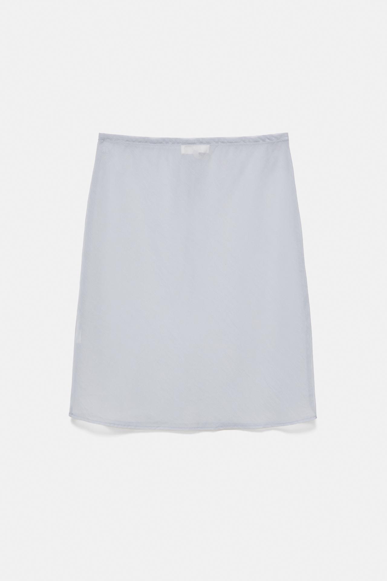 Semi-sheer straight skirt — Bluish grey
