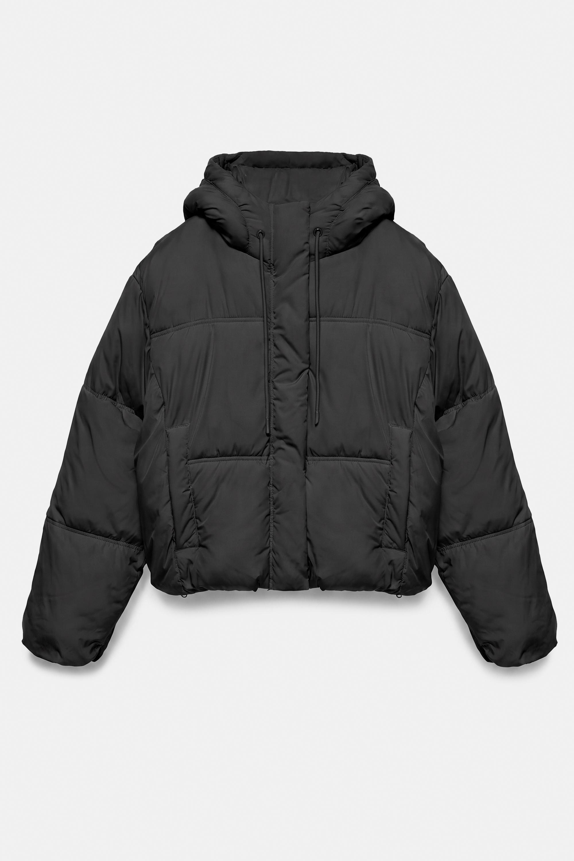 Cropped puffer jacket — Black