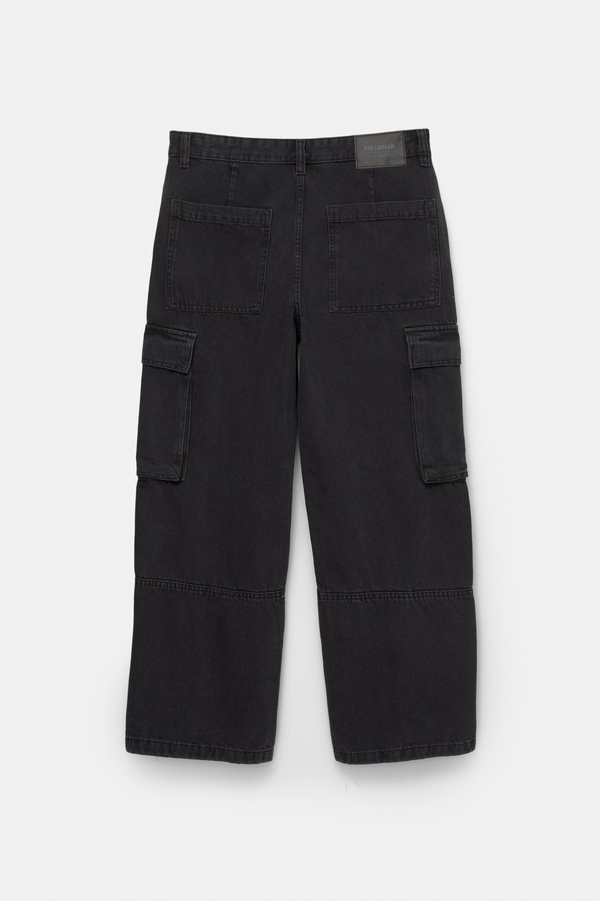 Baggy cargo jeans — Faded black