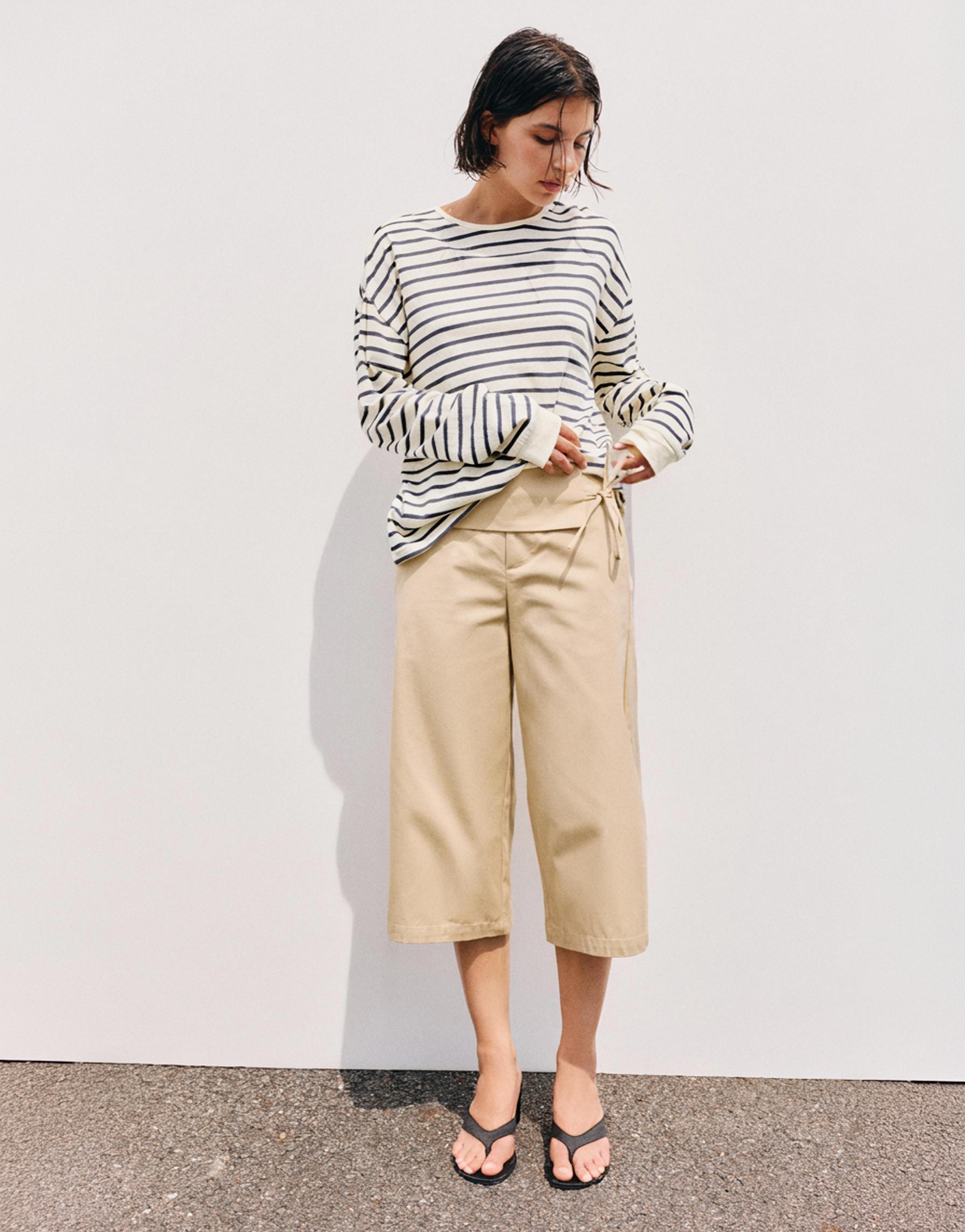 Oversize long sleeve striped T-shirt — Vanilla