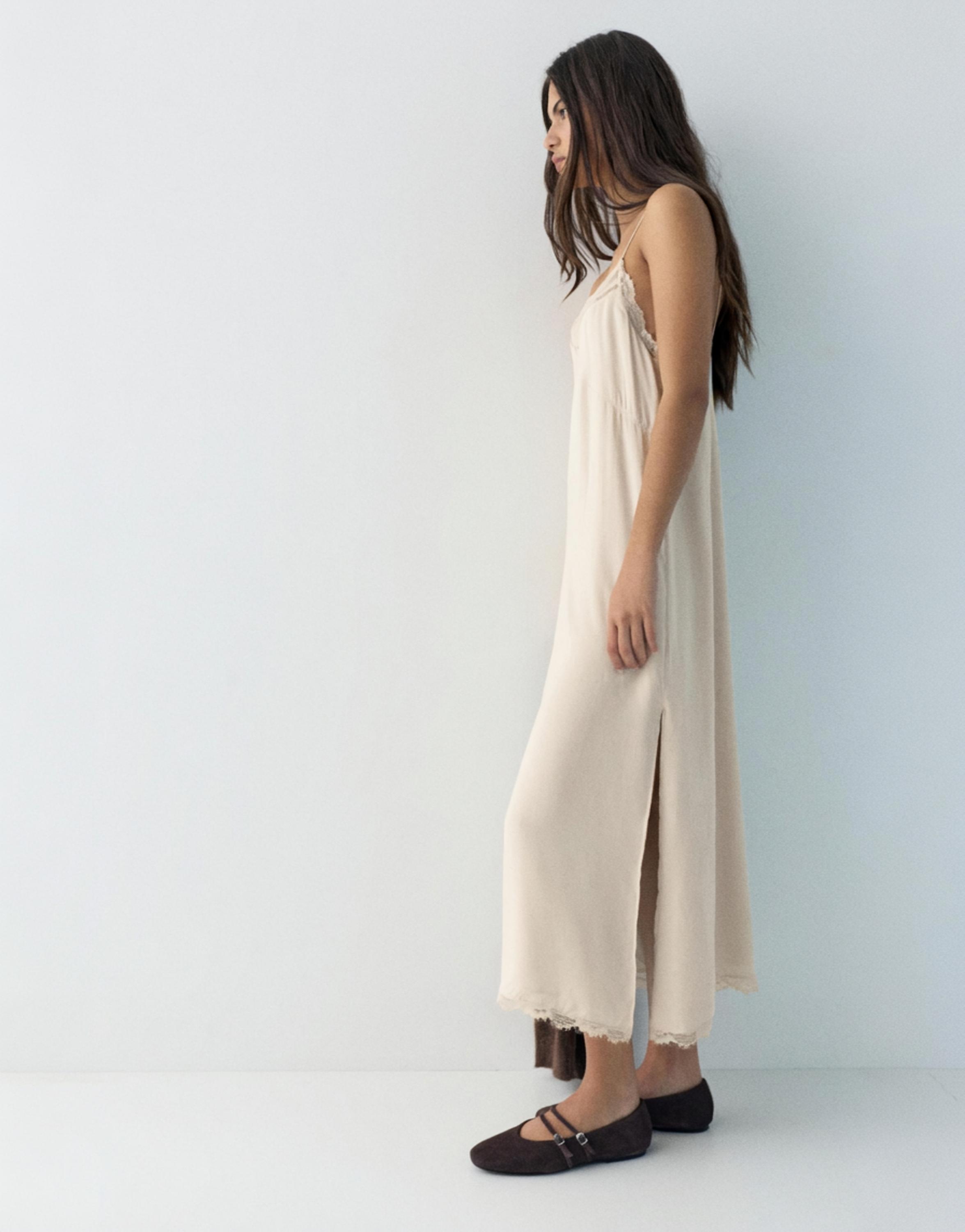 Camisole midi dress — Beige