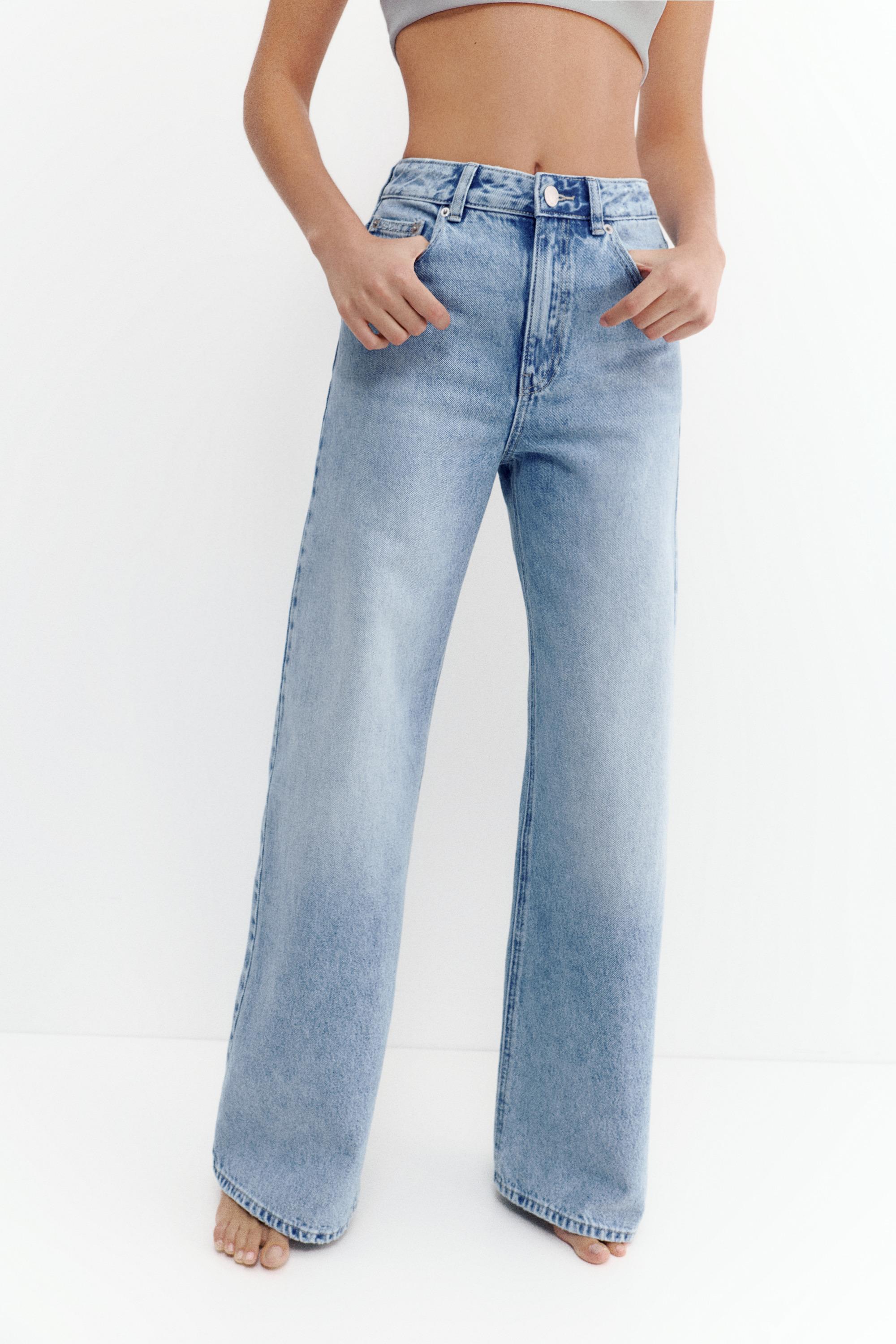 High-waist wide-leg jeans — Pale blue
