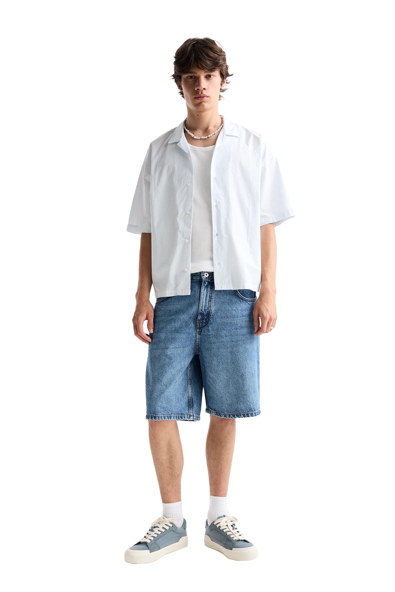 Baggy denim Bermuda shorts — Medium blue