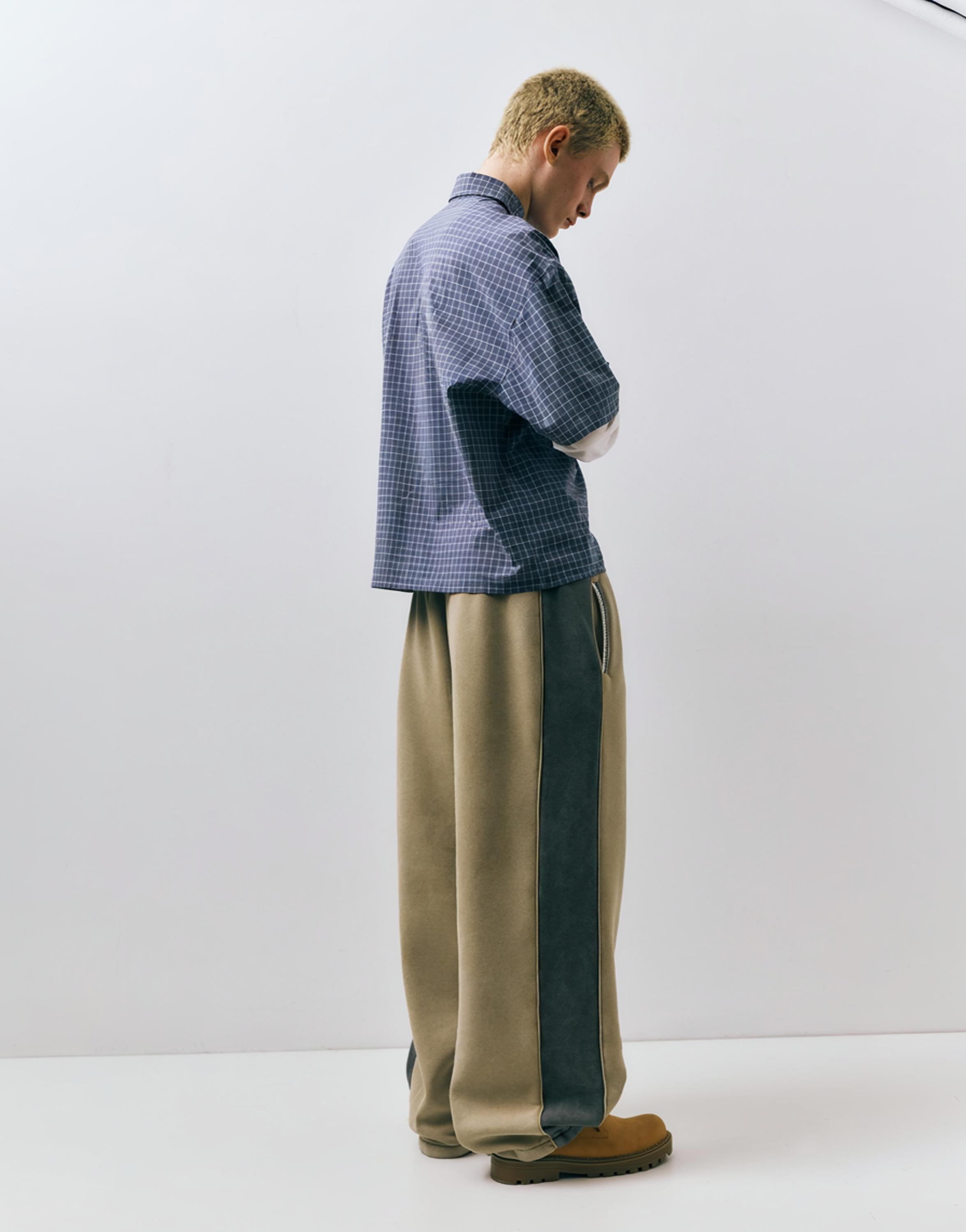 Double-sleeve check shirt — Blue