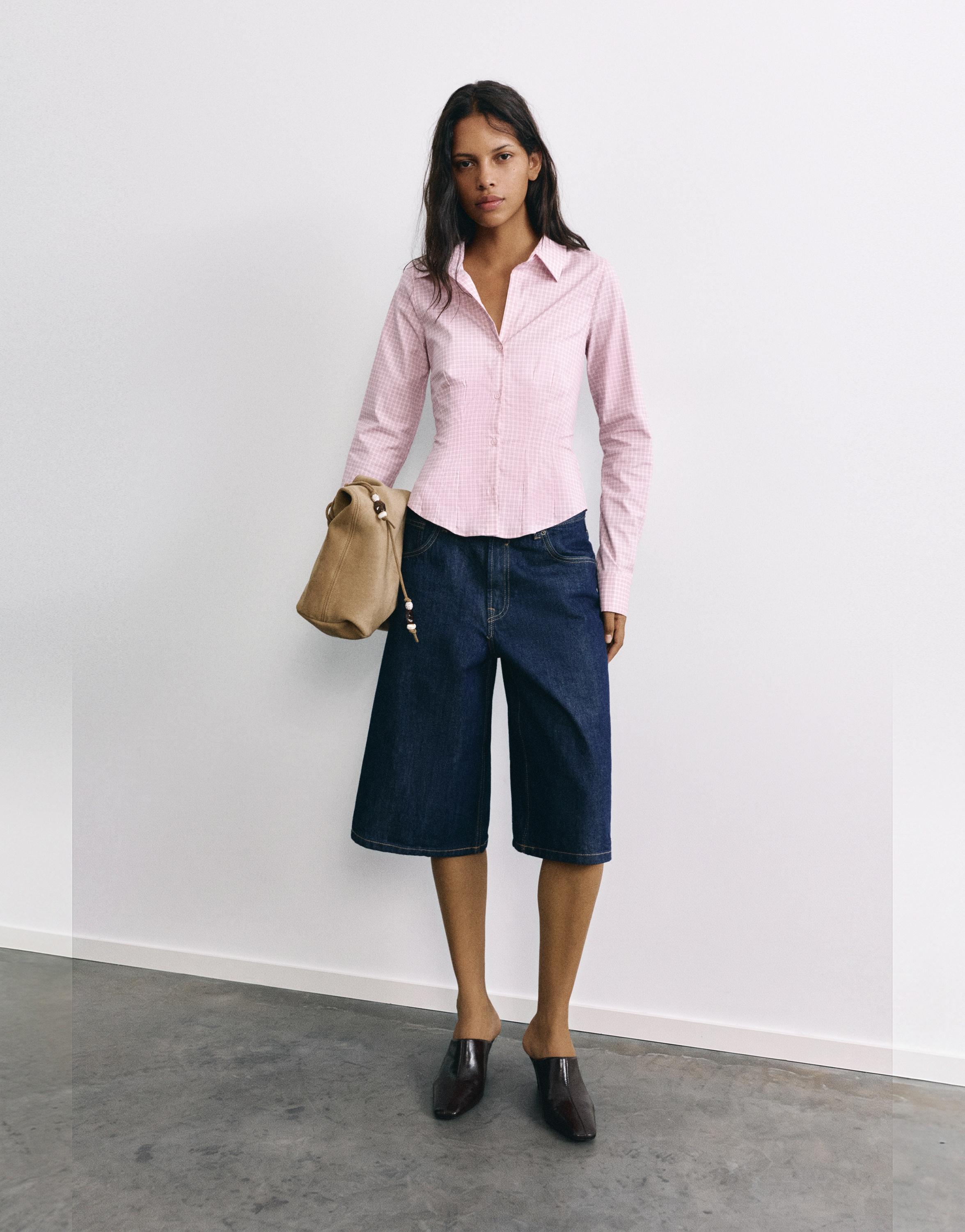 Fitted wide-cuff shirt — Pink