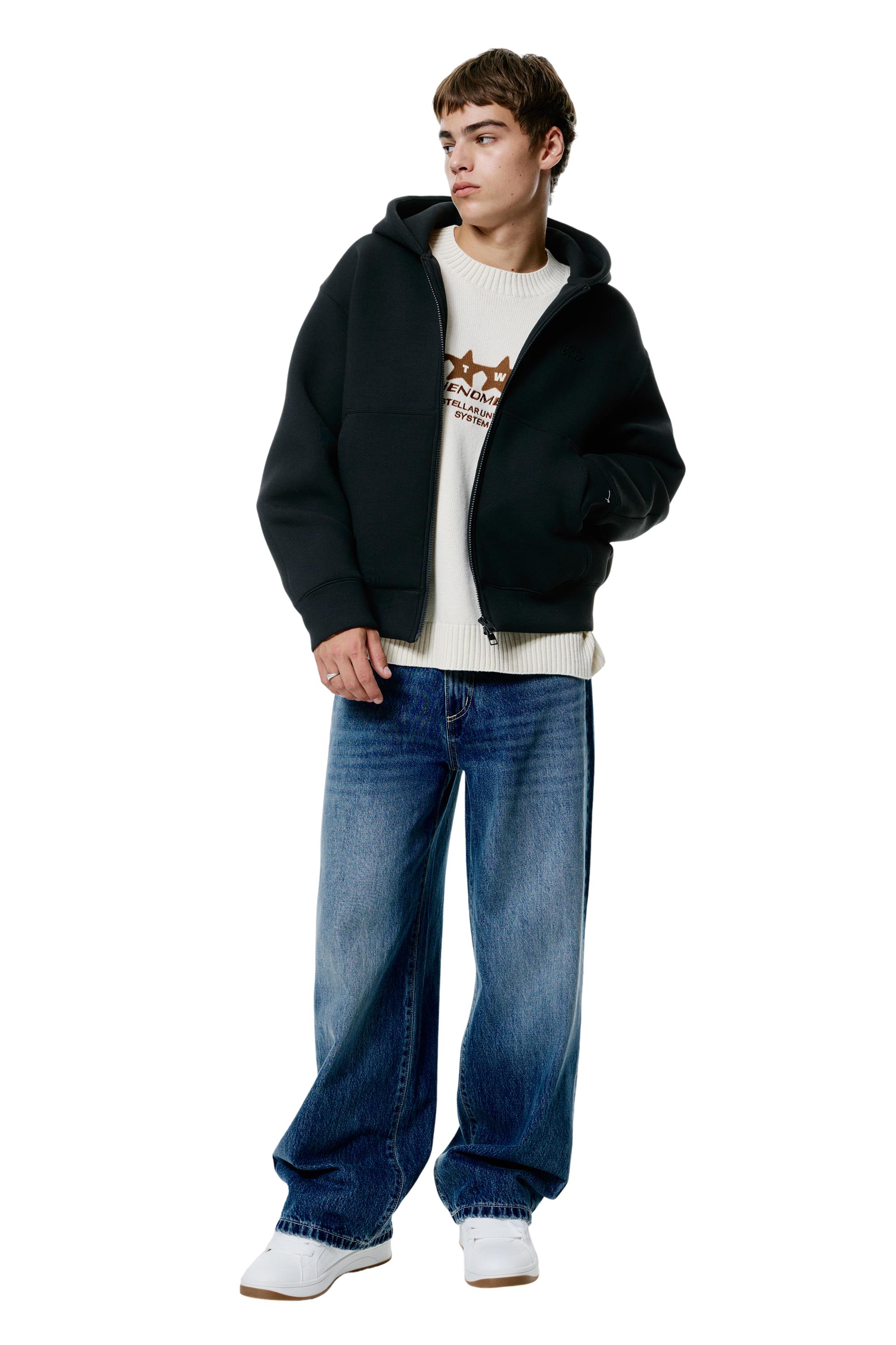 Neoprene-effect hoodie — Black