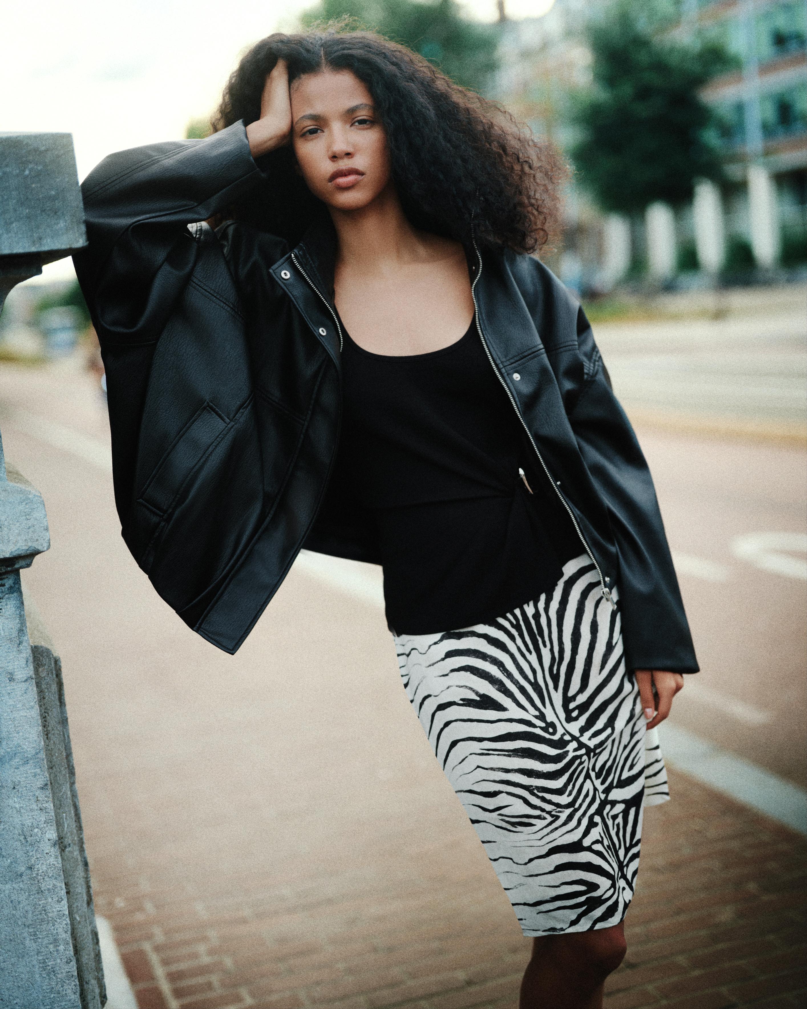 Zebra print midi skirt — Ice