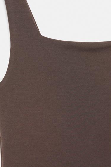 Square neck strappy top — Brown 3