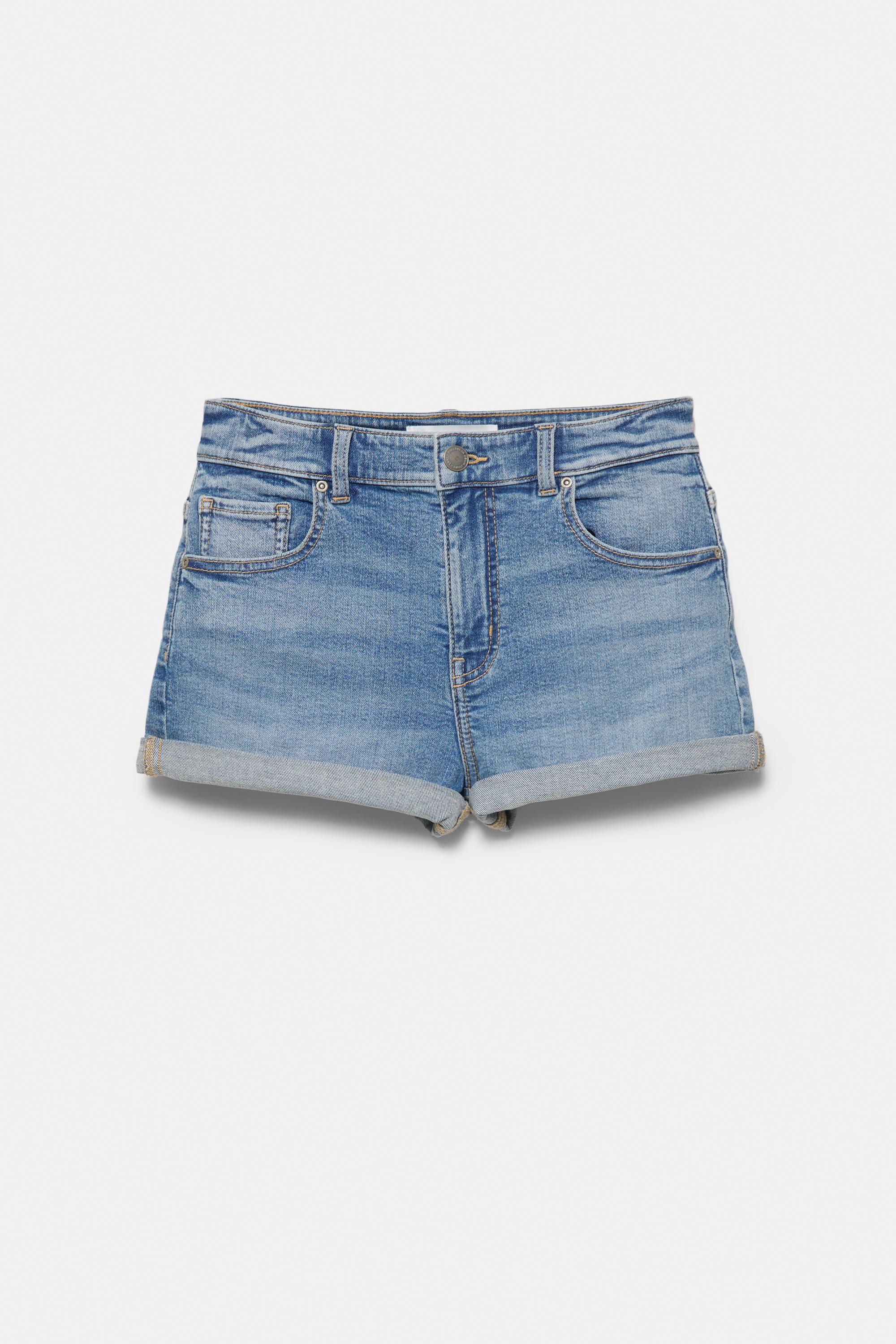 Orta bel denim şort - Görsel 3