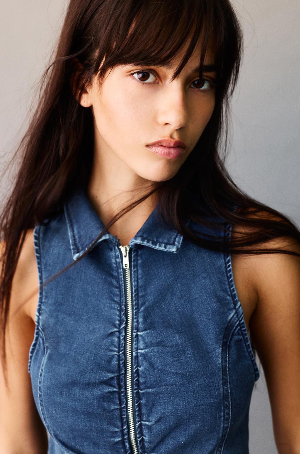 Zip-up denim top PULL&BEAR