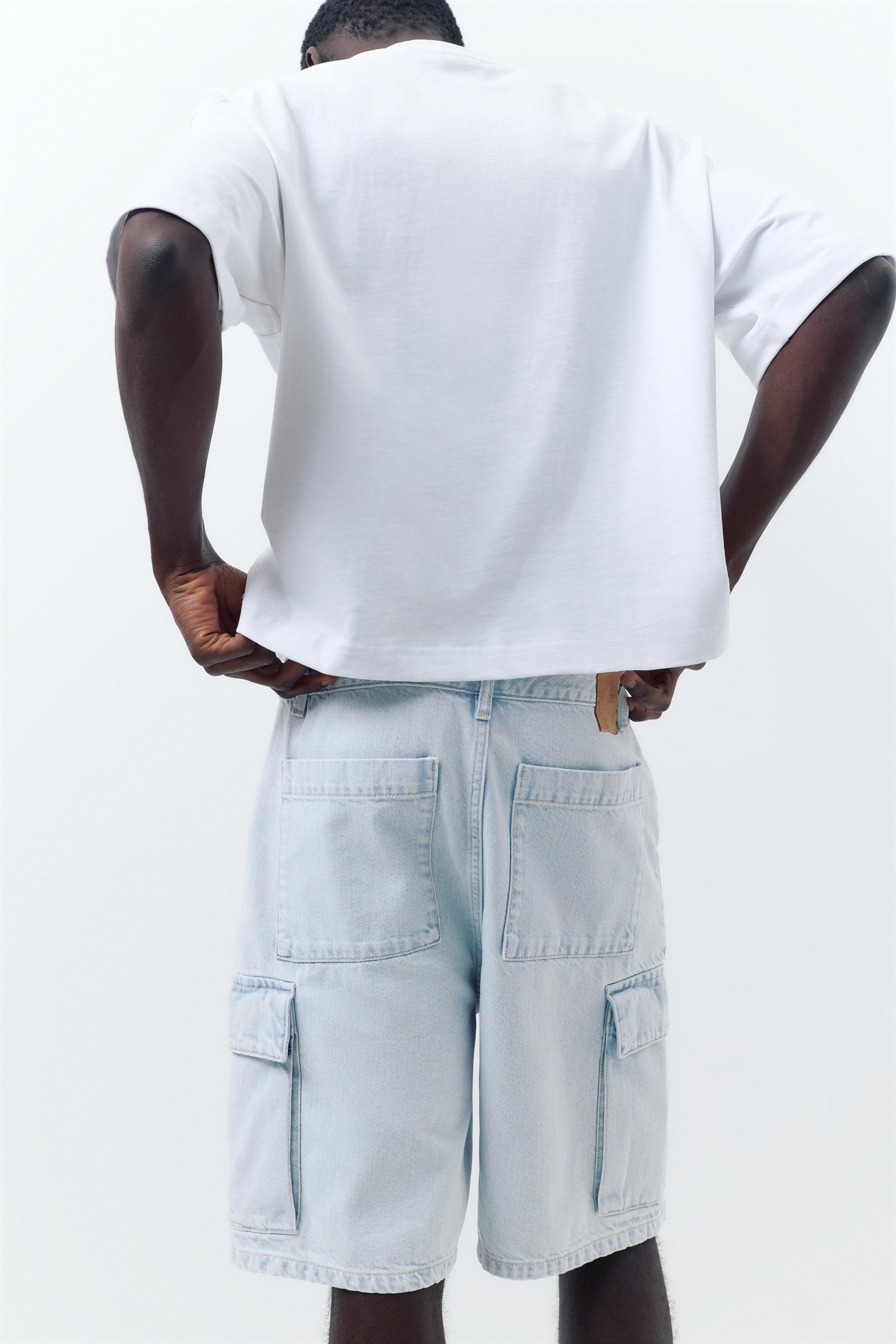 Baggy cargo Bermuda shorts — Pale indigo