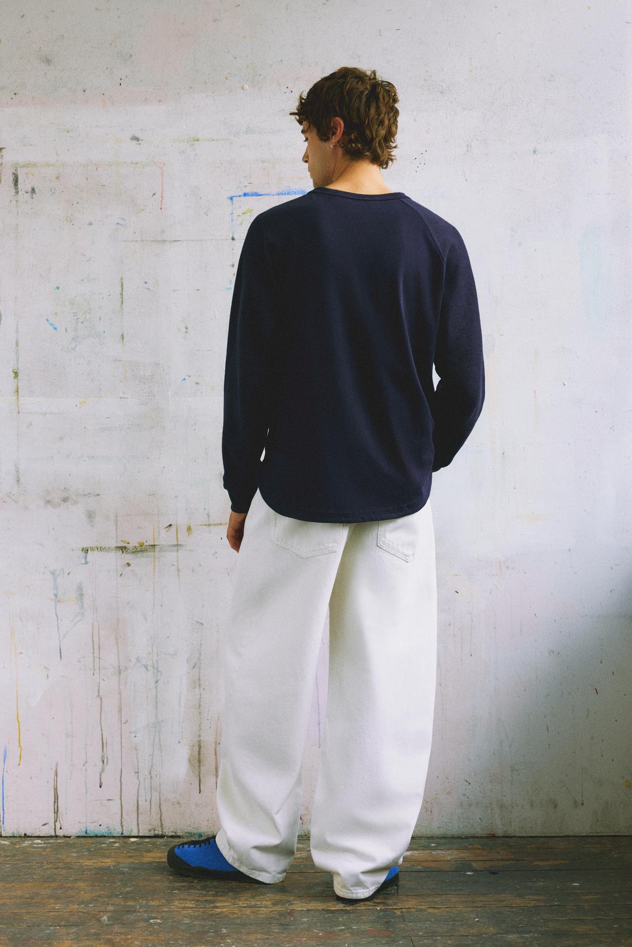 Henley-neck T-shirt — Blue