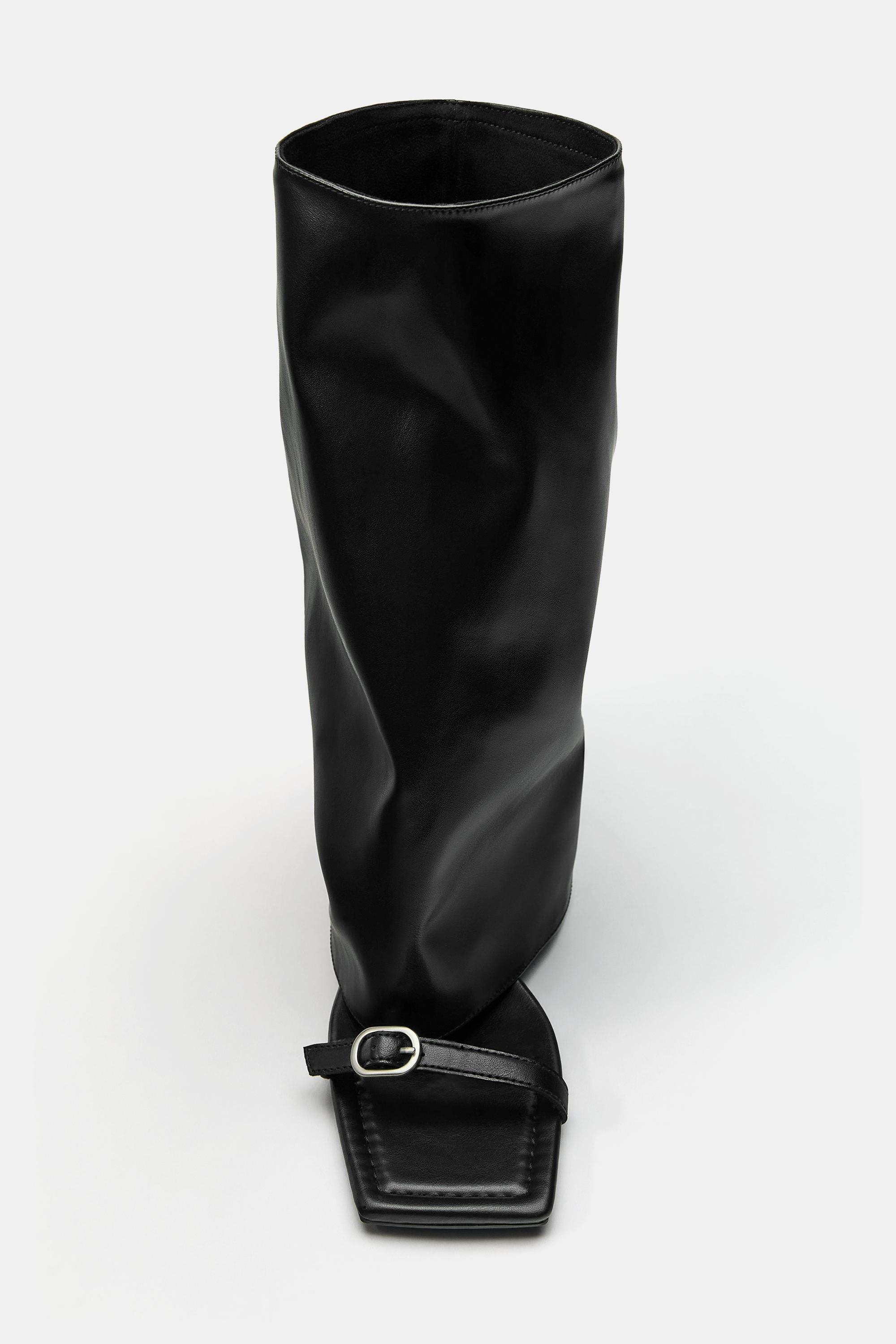 Heeled ankle-boot sandals — Black
