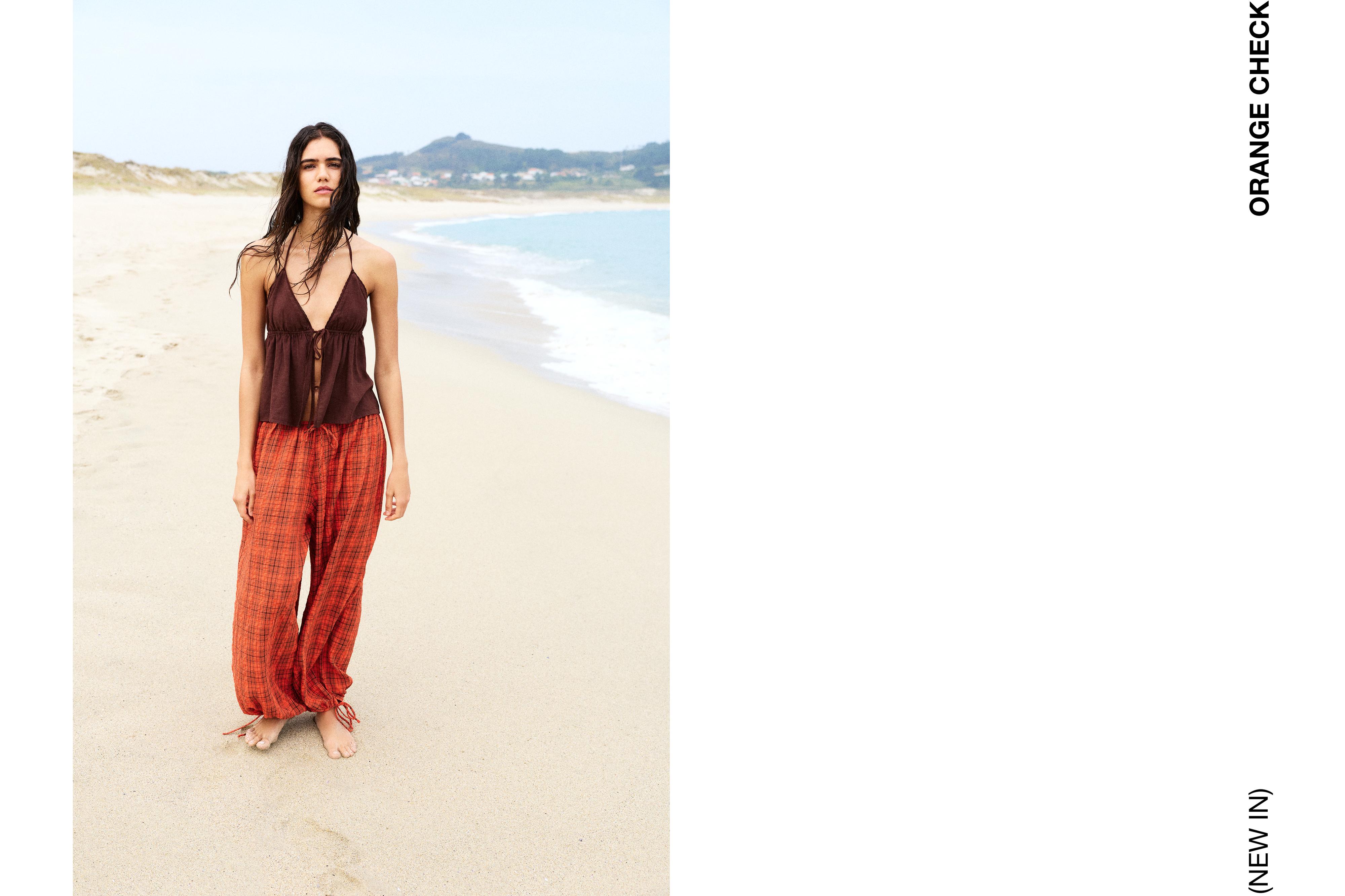 Check sarouel trousers — Red