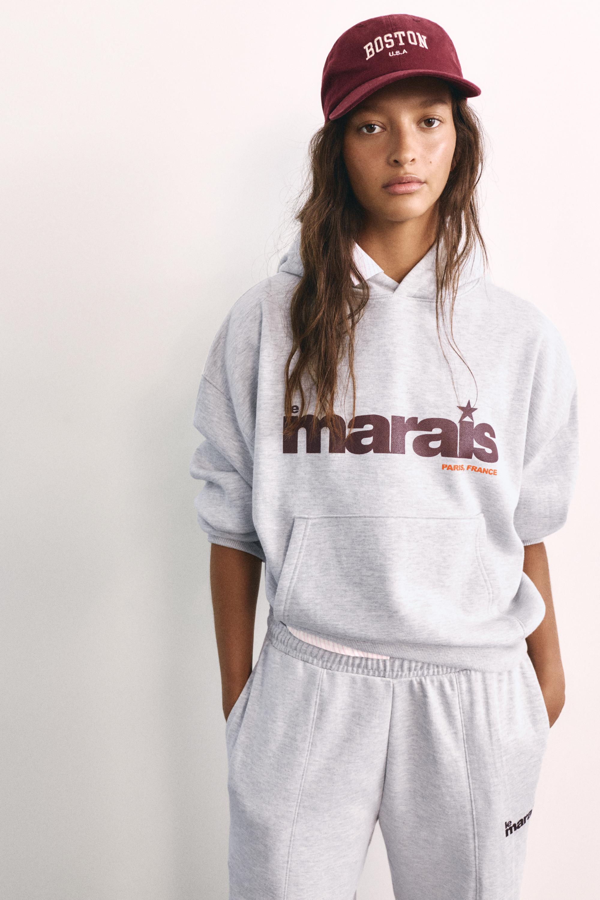 Graphic hoodie — Grey marl