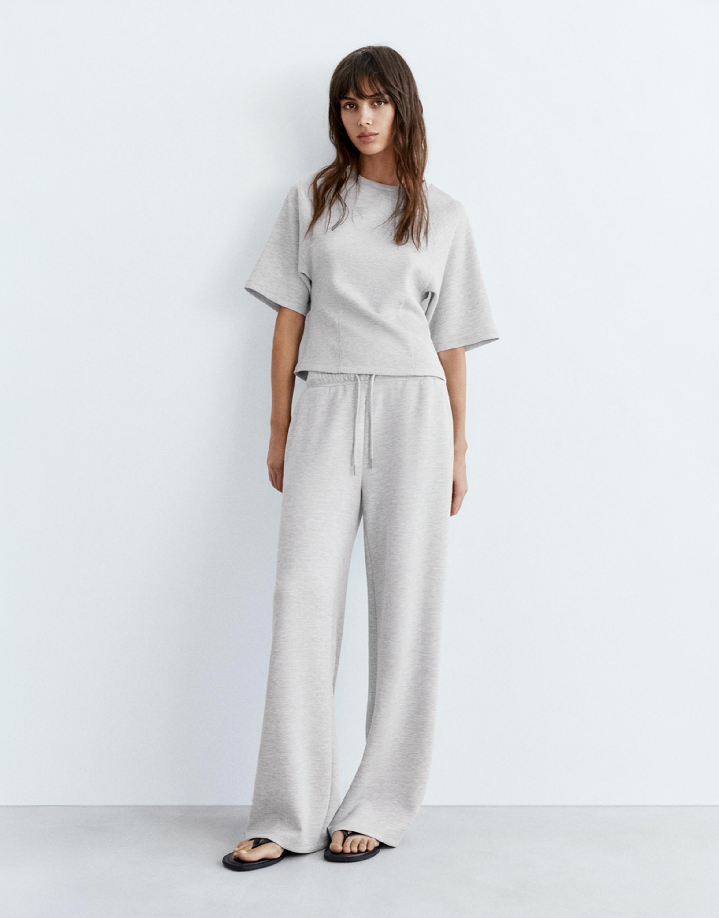 Soft touch short sleeve sweatshirt — Grey marl