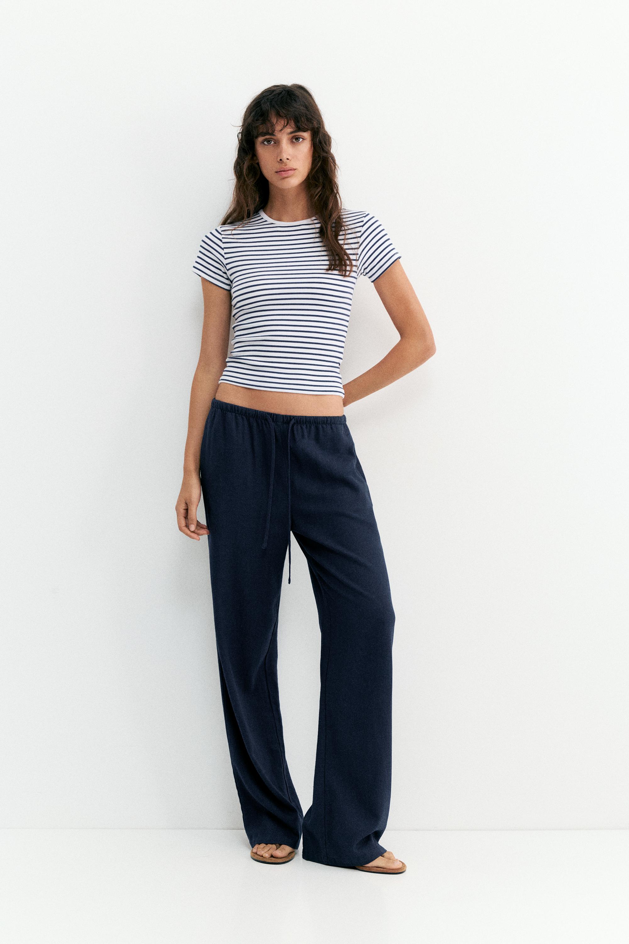 Linen blend joggers — Navy