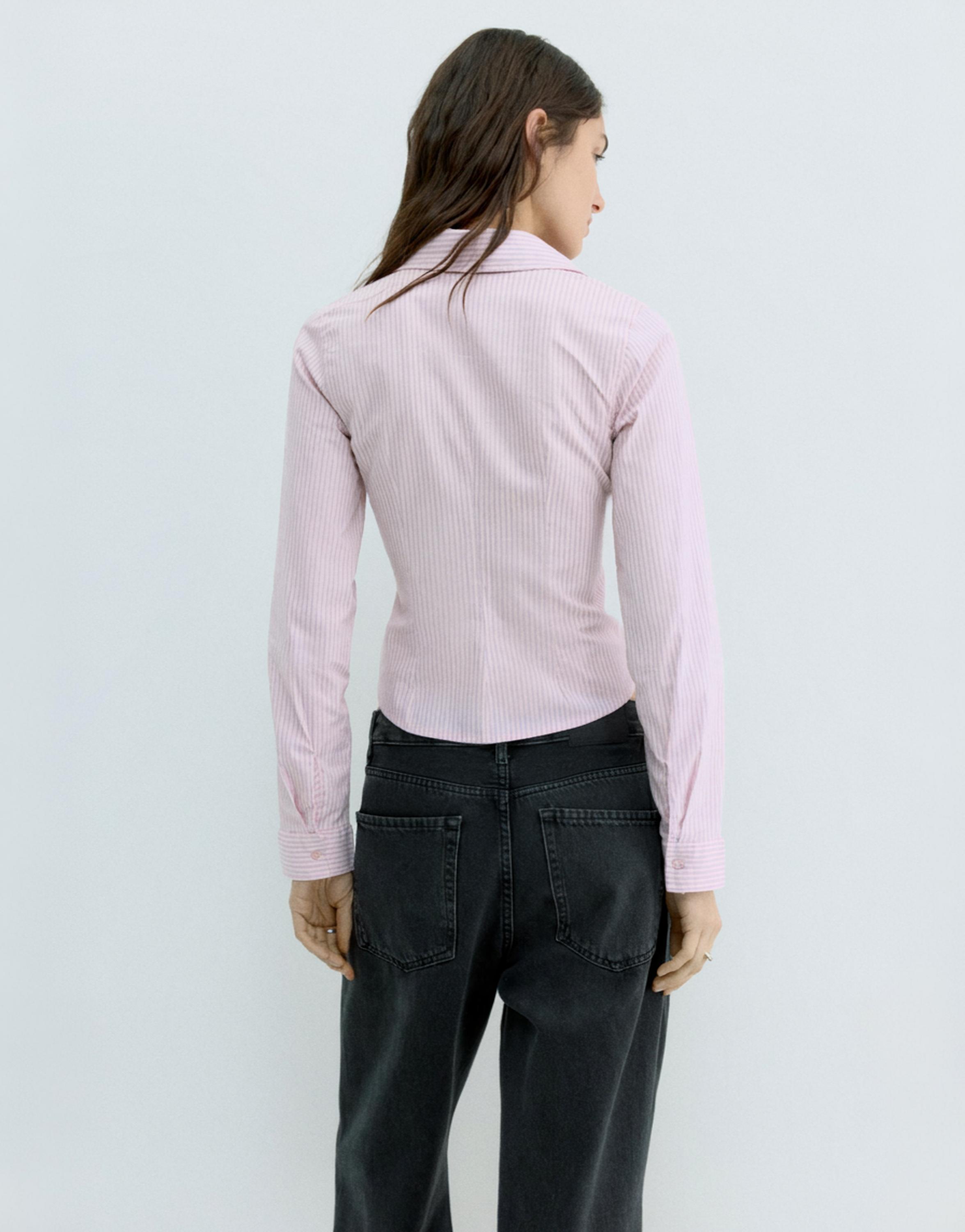 Poplin yırtmaçlı dar kesim gömlek - Görsel 150