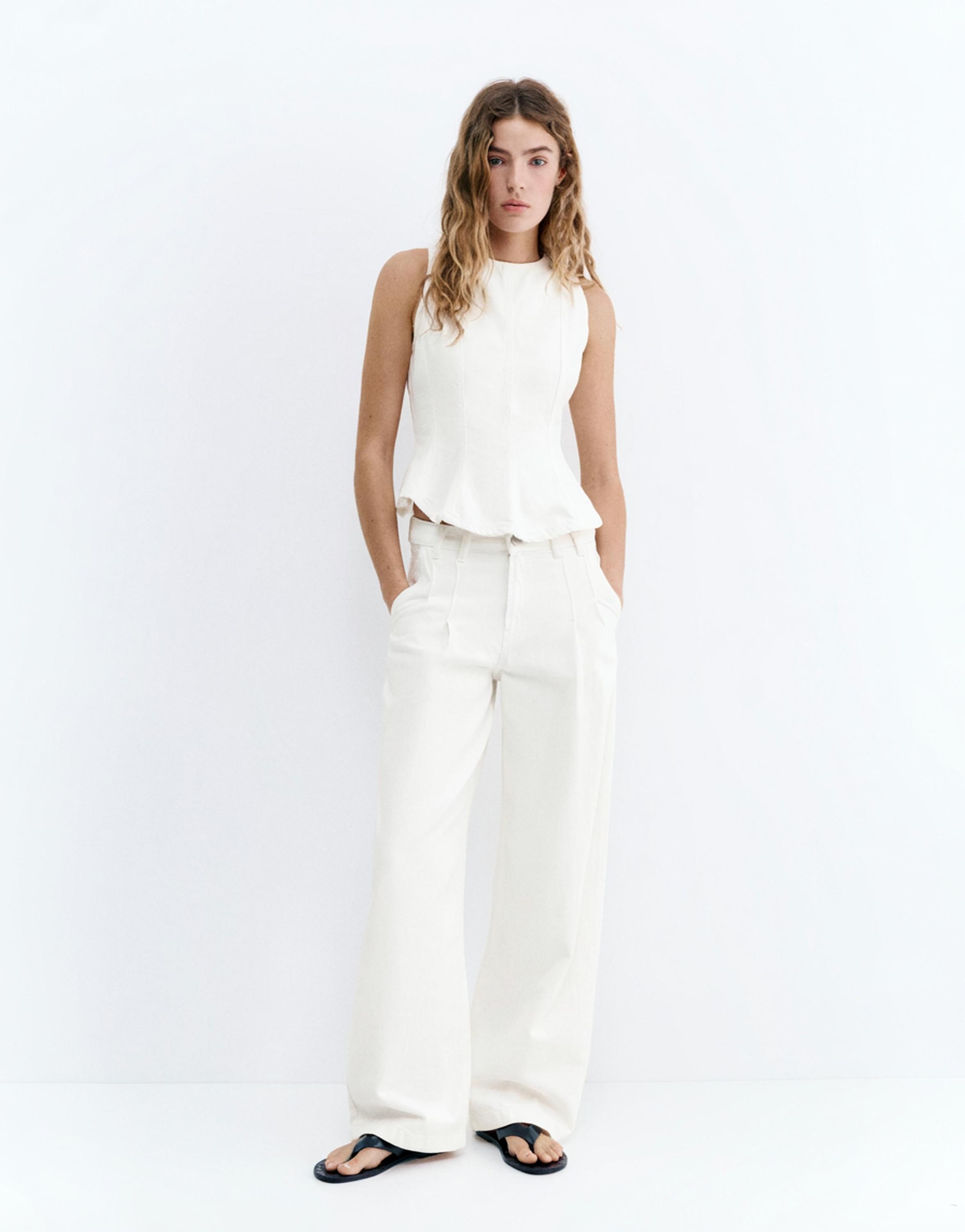 Denim peplum top - Görsel 10