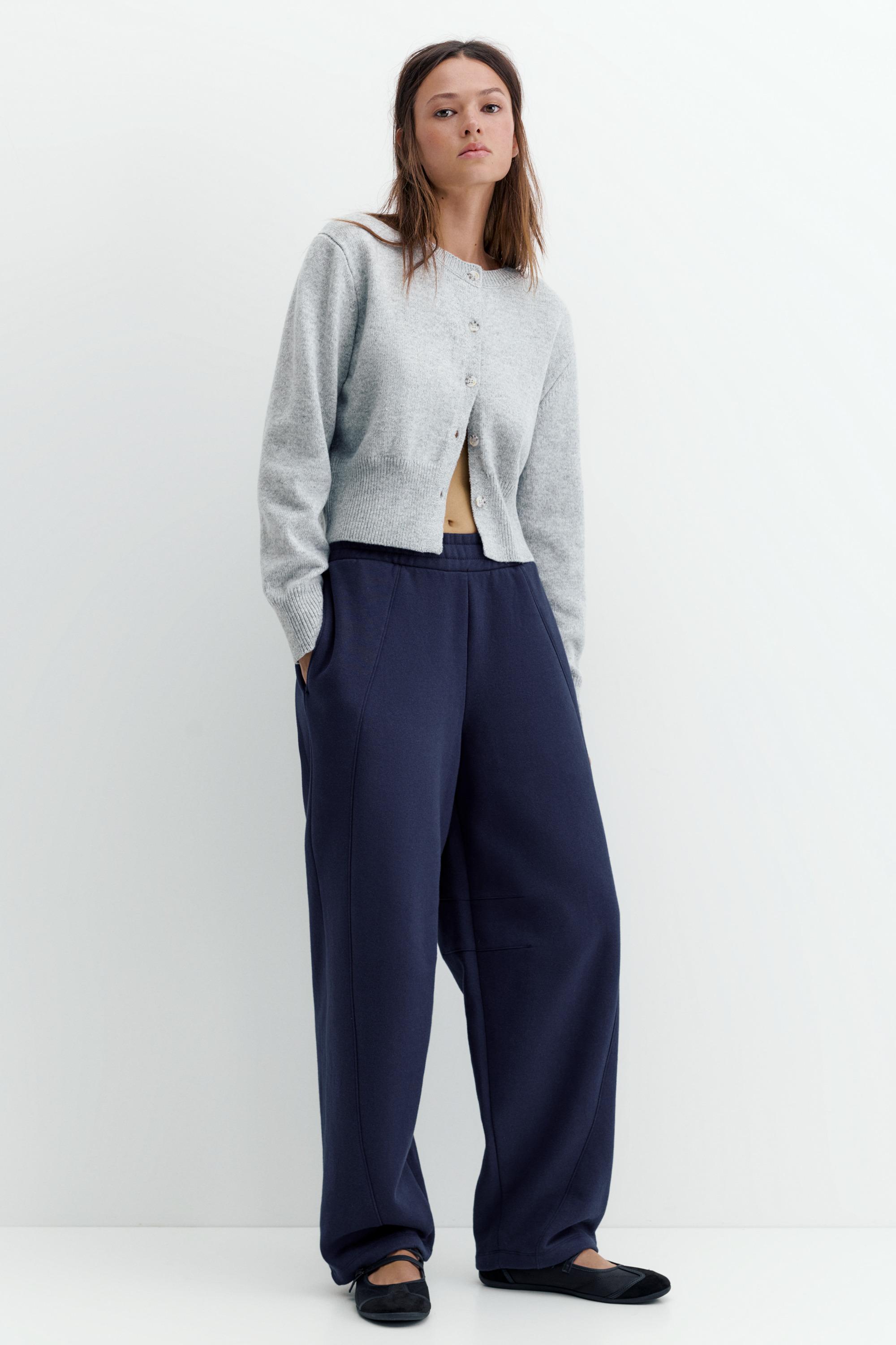 Barrel fit tracksuit trousers — Navy