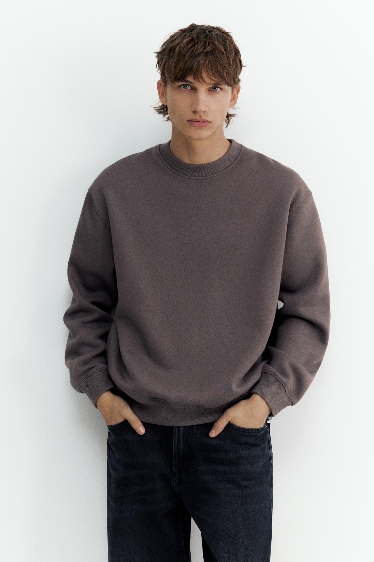 Relaxed fit round neck sweatshirt — Anthracite grey