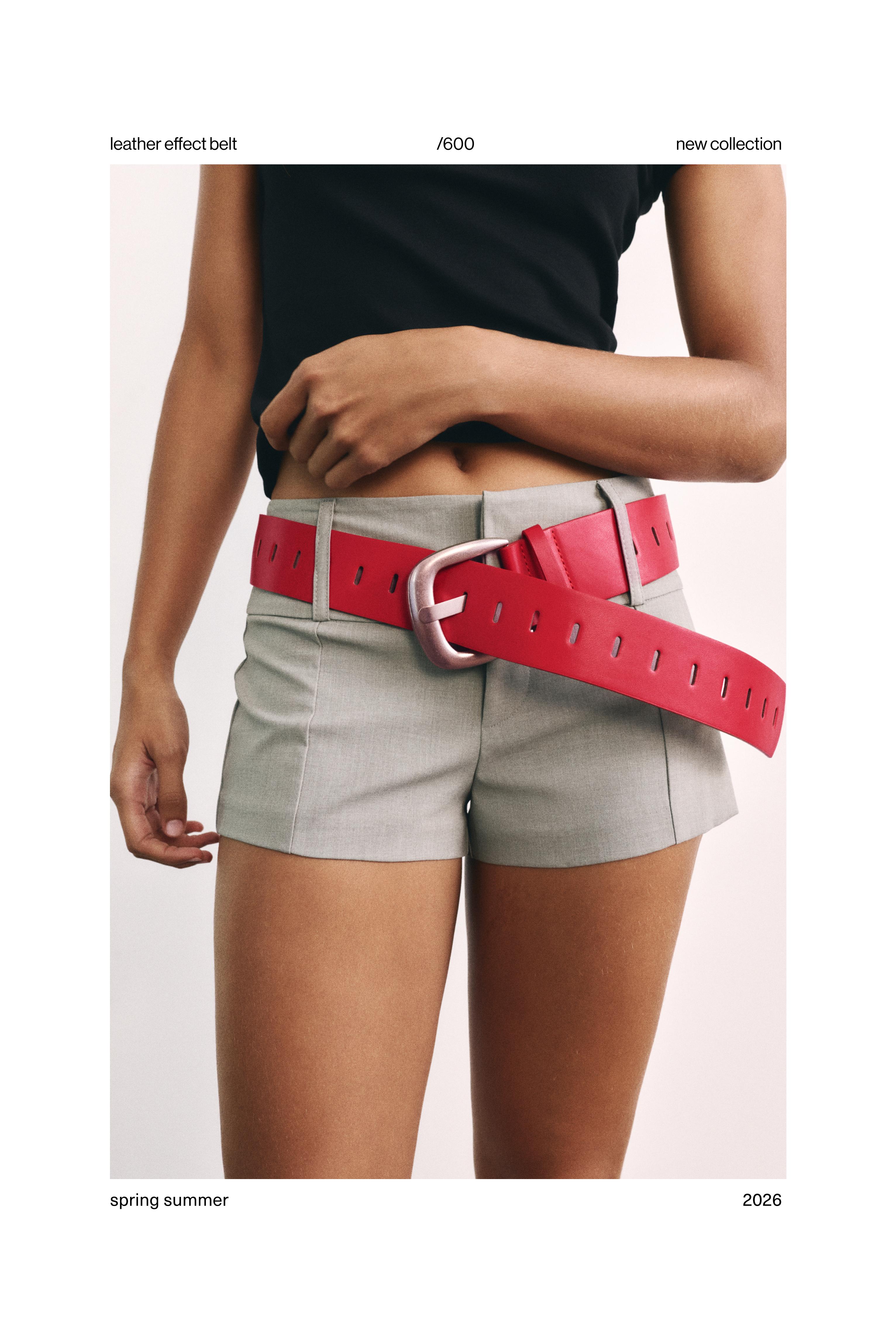 Leather effect belt — Red