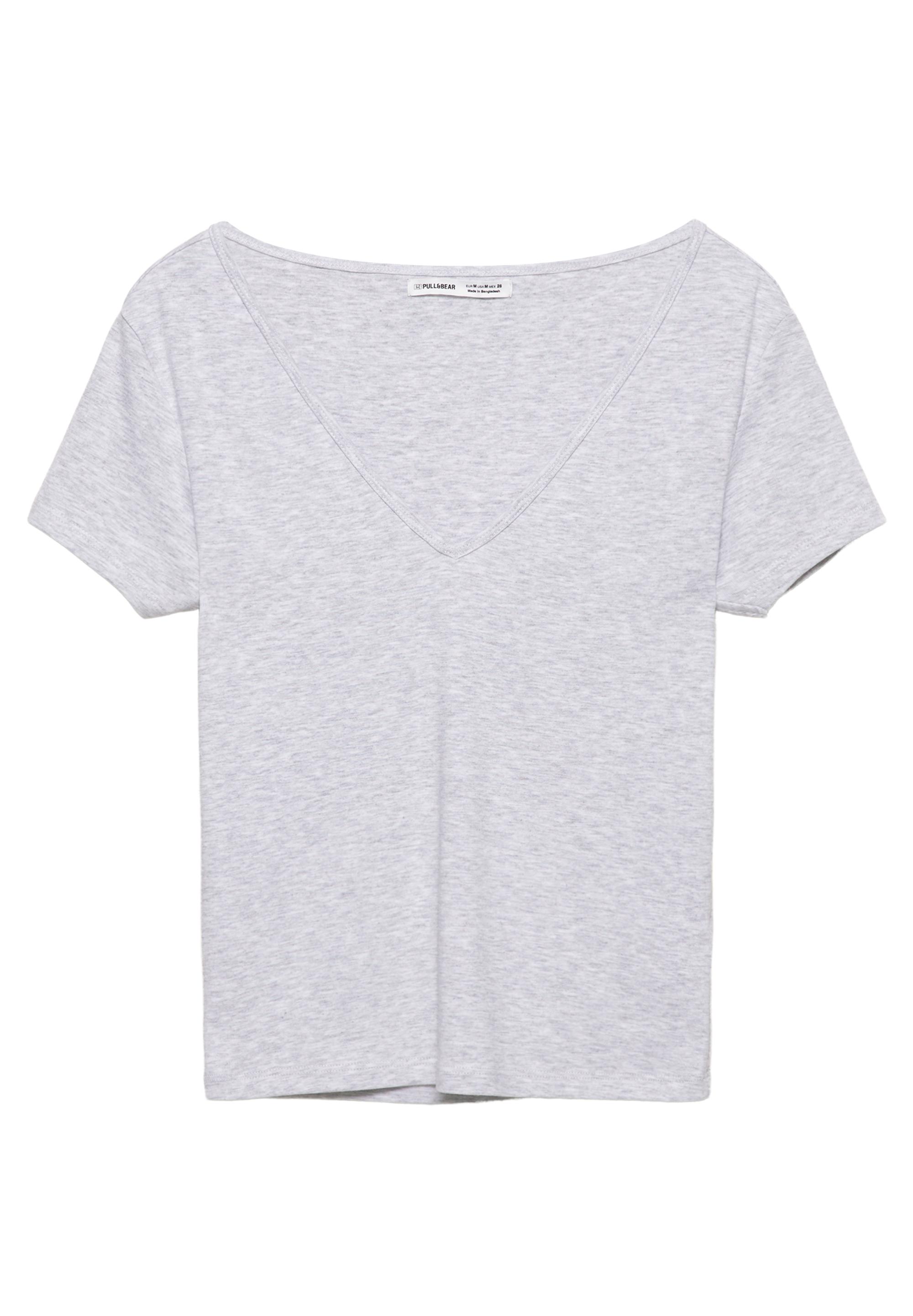 V-neck T-shirt — Grey marl