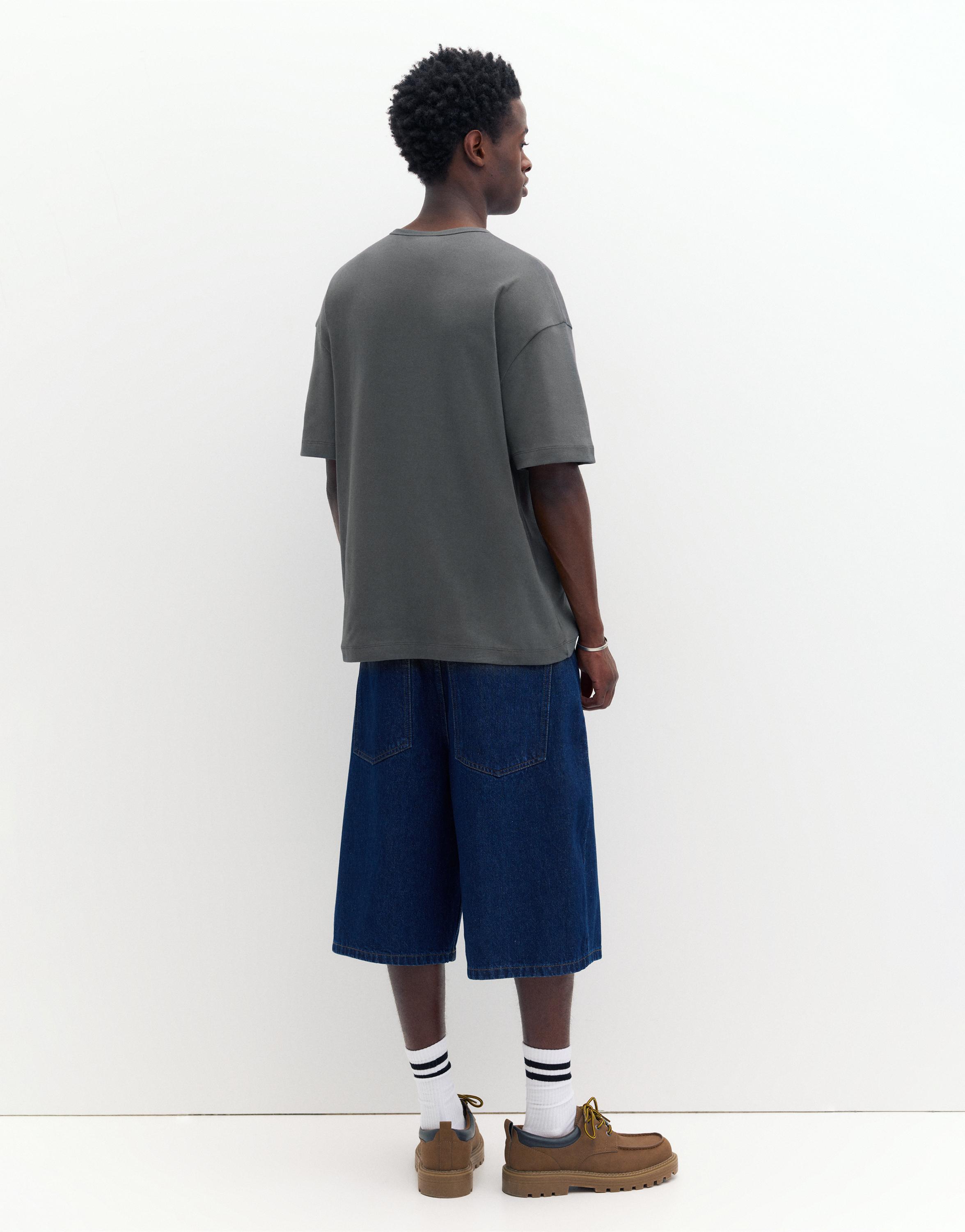 Basic Henley T-shirt — Anthracite grey