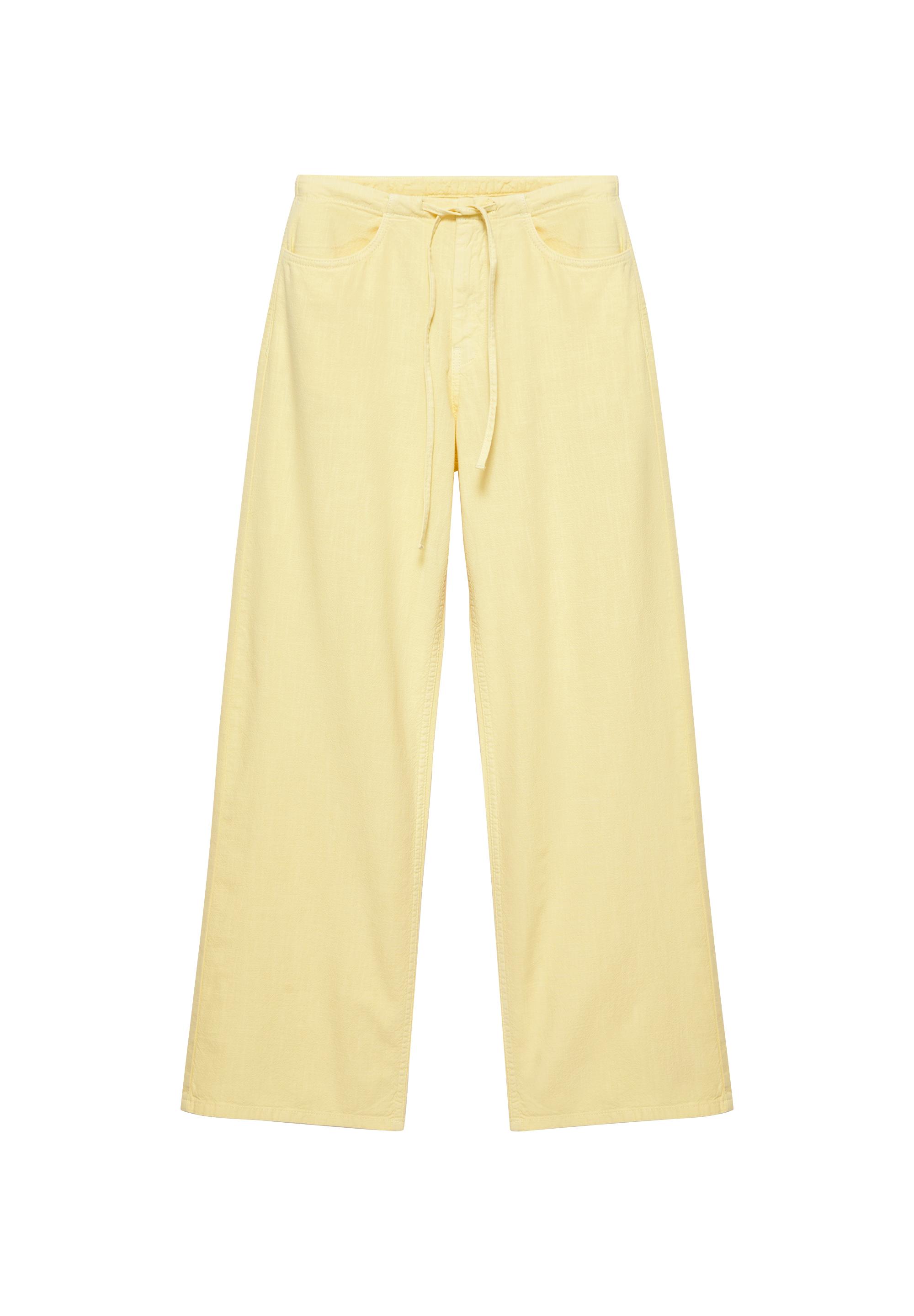 Yellow straight jeans with drawstring — Yellow