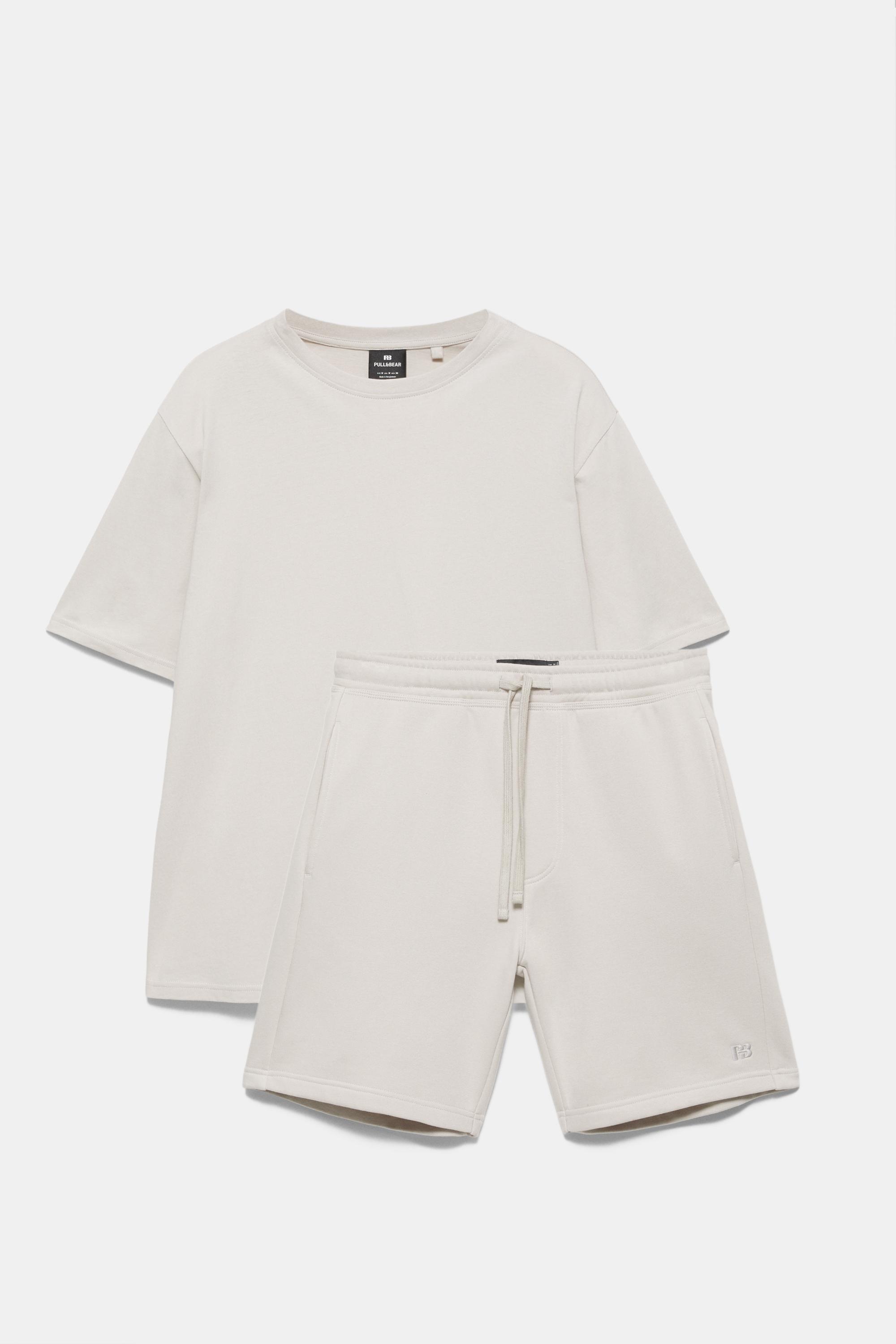 Pack of Bermuda jogger shorts and T-shirt — Ash