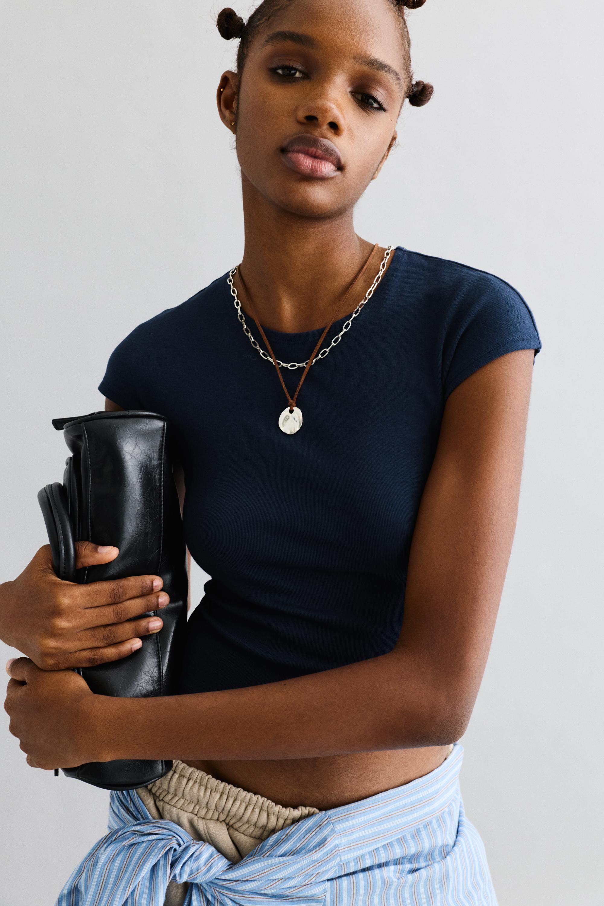 Dar Kesim Kısa Kollu Tişört - Görsel 80