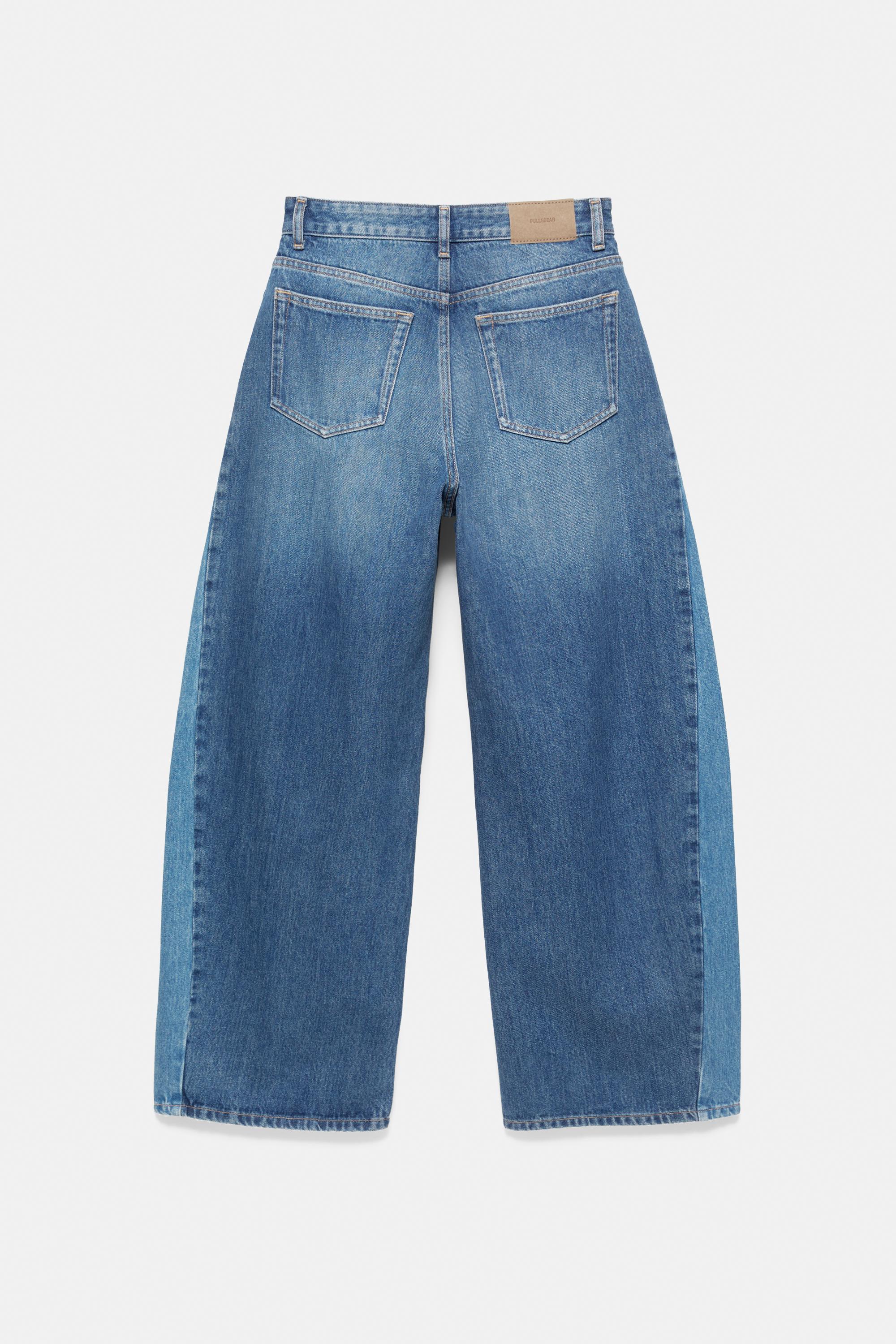 Patchwork barrel jeans — Medium blue