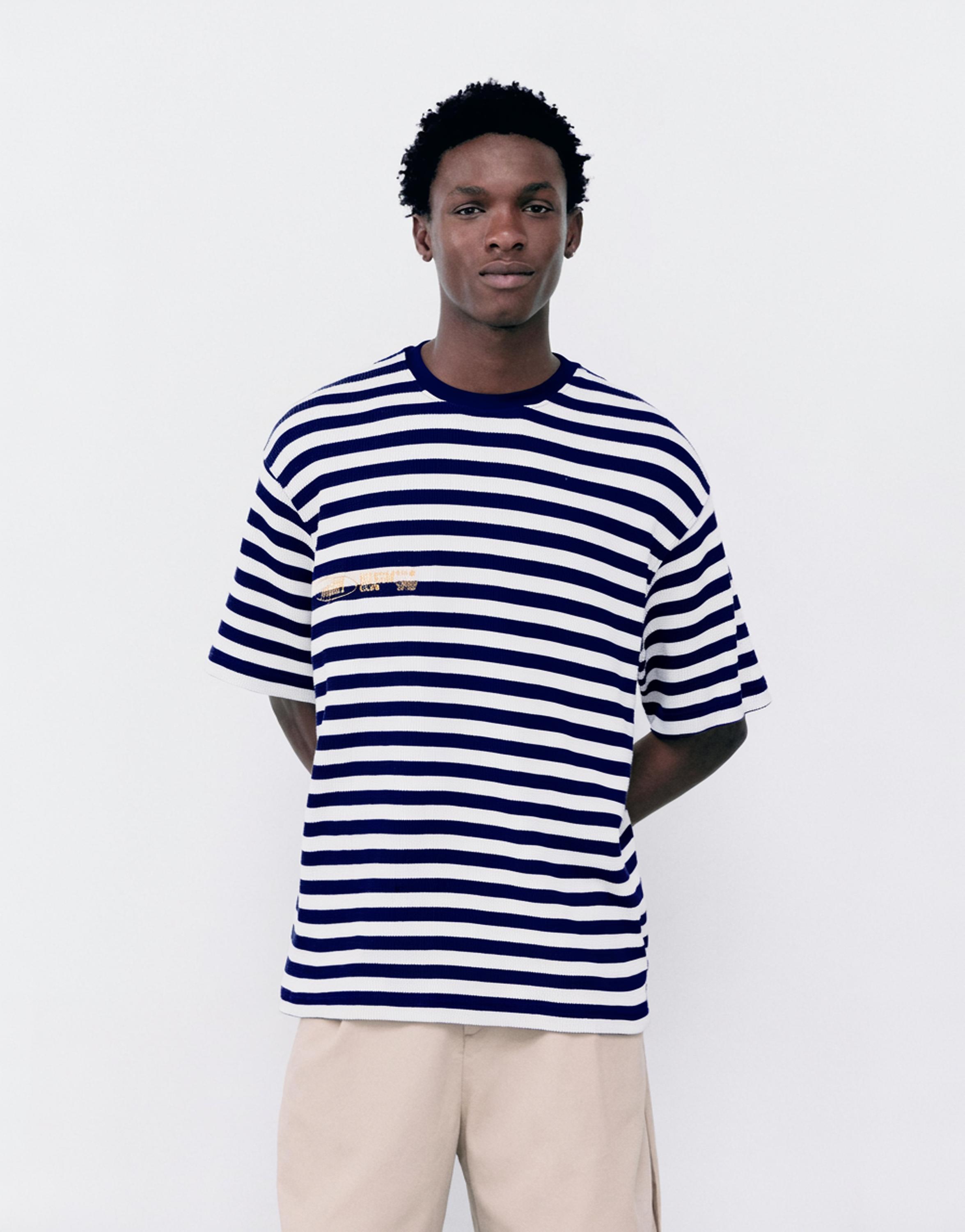 Regular fit striped T-shirt — Blue/White
