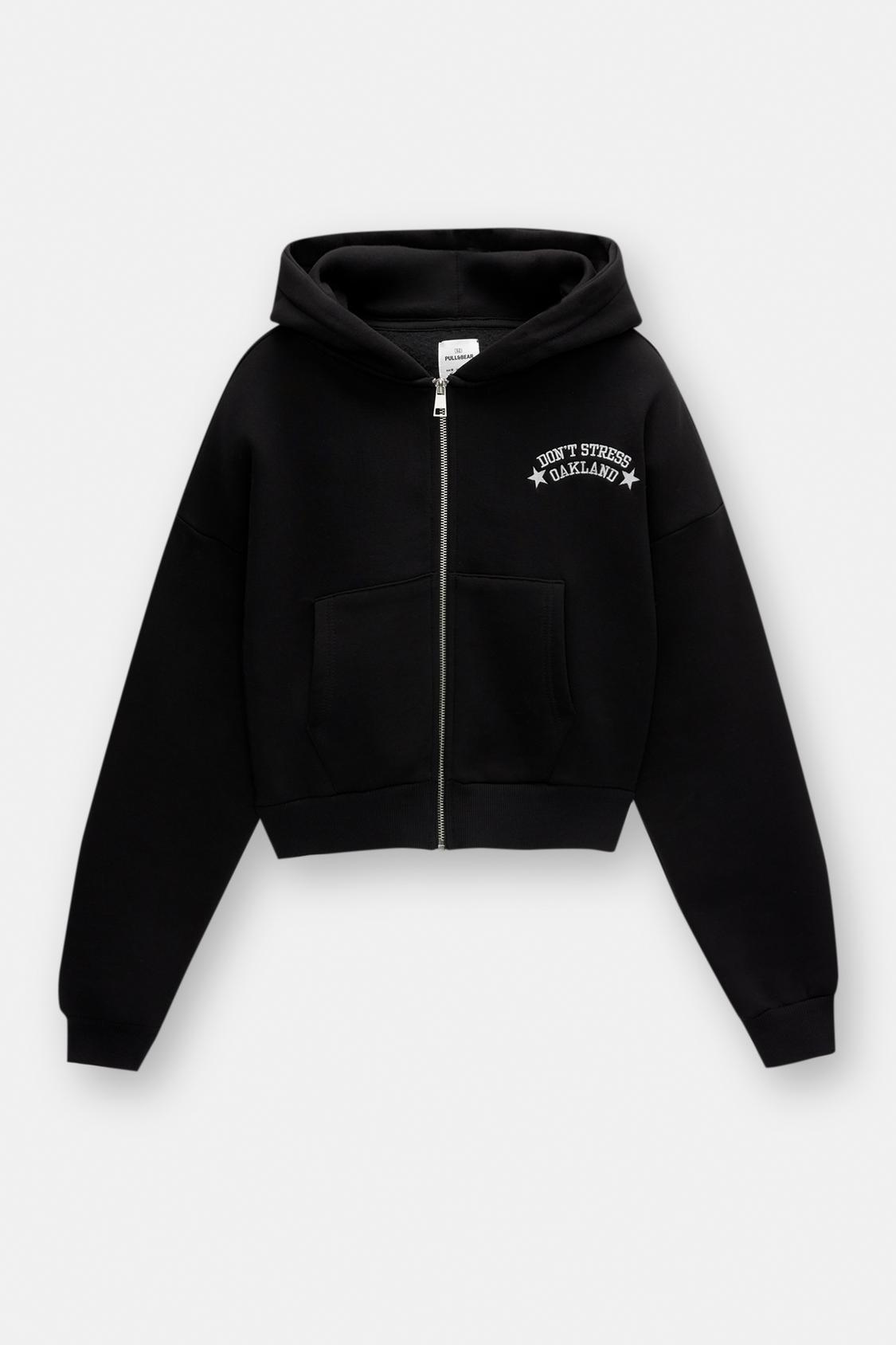 Black Perfecto Pull And Bear Femme Hood Veste Simili Cuir Pull And