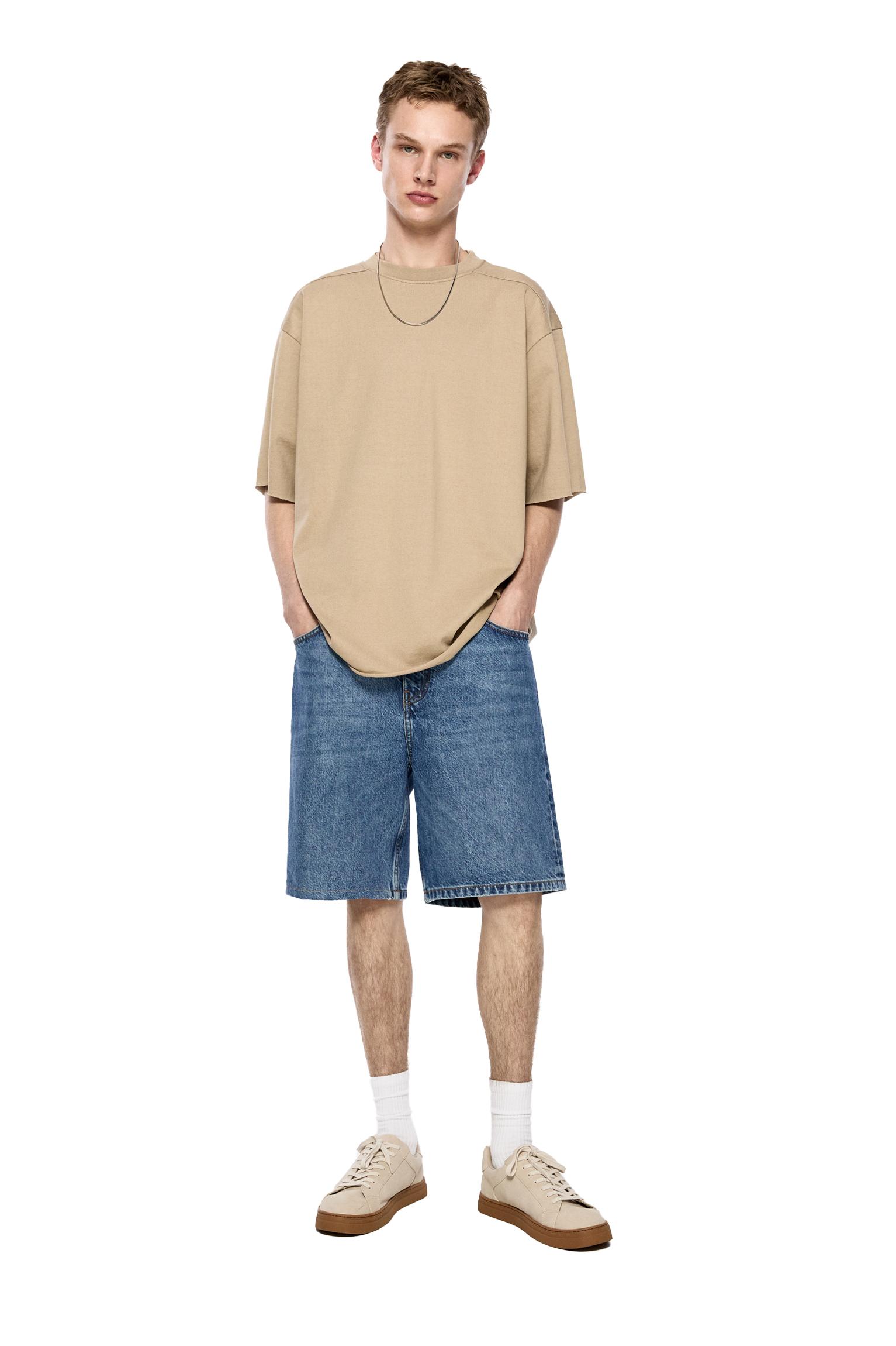Baggy denim Bermuda shorts — Medium blue