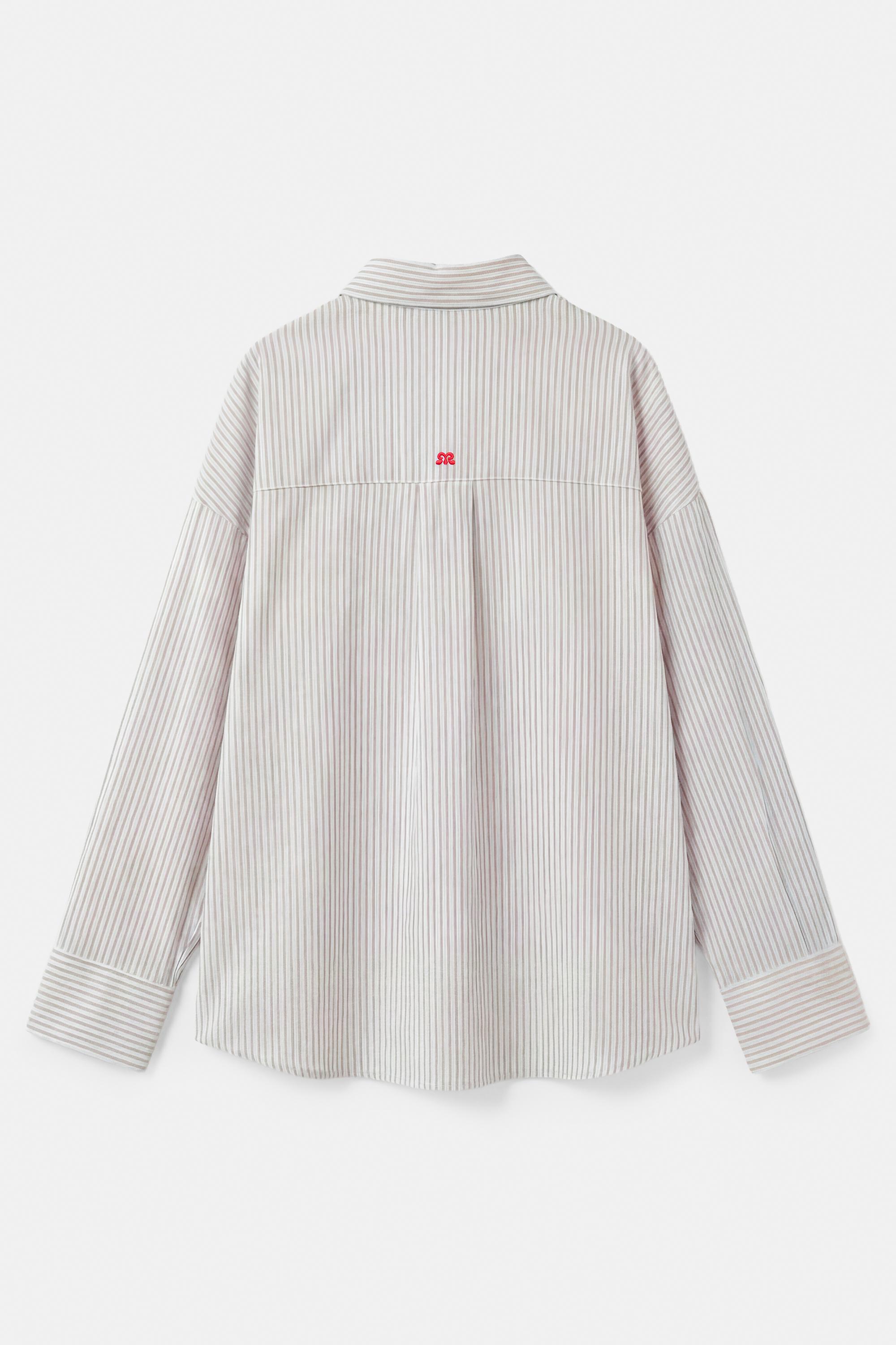 Embroidered striped shirt — Pastel blue